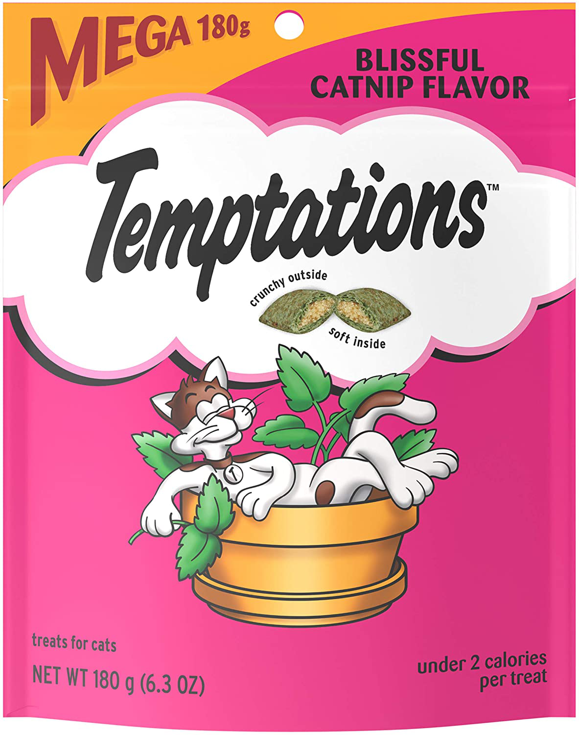 TEMPTATIONS Classic Crunchy and Soft Cat Treats, 6.3 Oz. (10 Packs and Single Packs) Animals & Pet Supplies > Pet Supplies > Cat Supplies > Cat Treats Temptations Catnip Pack of 10