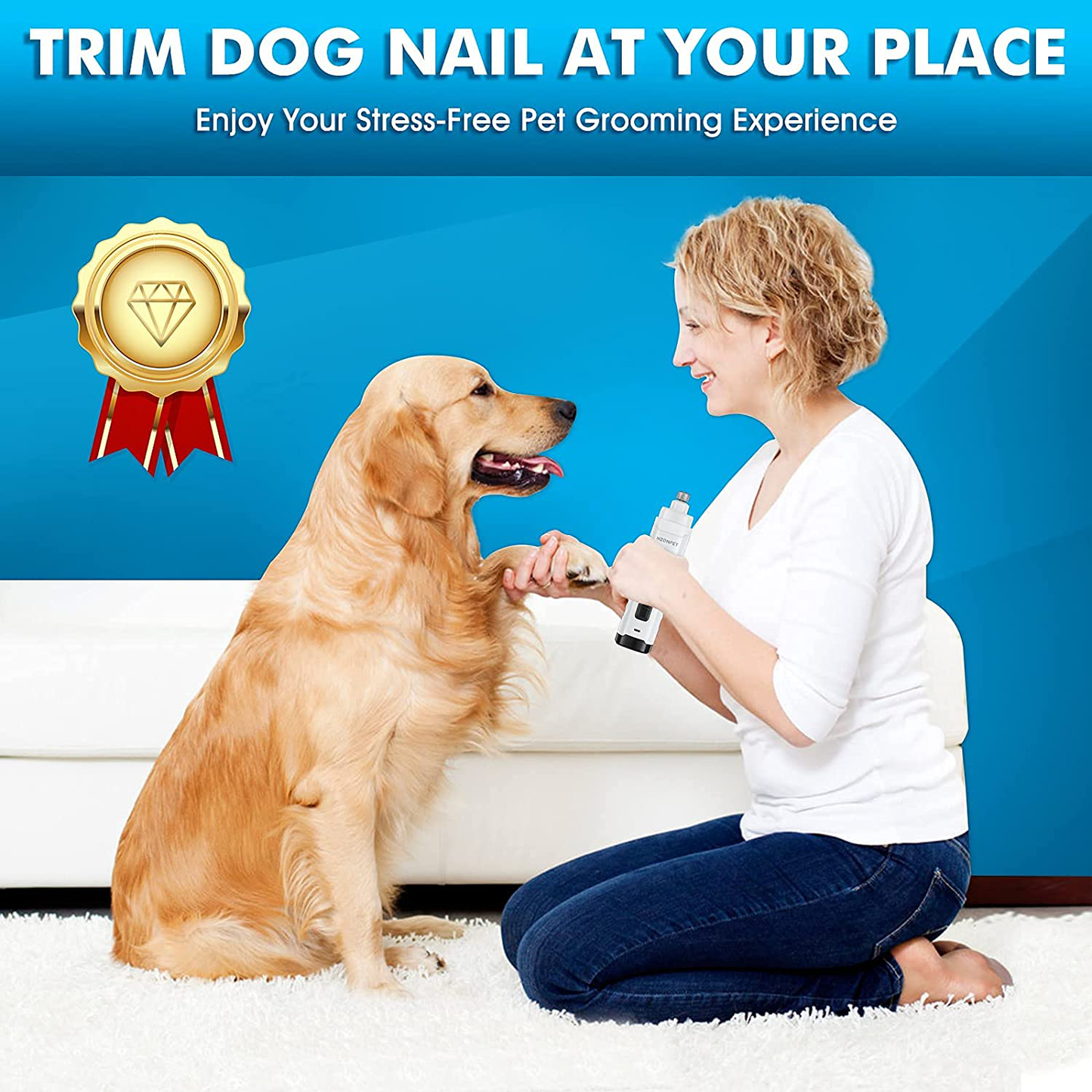 Nzonpet Dog Nail Grinder with 2 LED Lights, Upgraded Powerful 10000RPM 2-Speed Rechargeable Pet Nail Trimmer, Professional Paws Grooming for All Kind Size of Pets, Cat Nail Grinder, Dog Nail Trimmer Animals & Pet Supplies > Pet Supplies > Small Animal Supplies > Small Animal Treats nzonpet