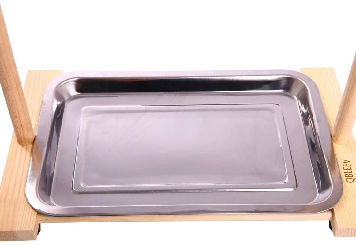 QBLEEV Birdcage Stands Parrot Play Gym Wood Conure Playground Bird Cage Stands Accessories Birdhouse Decor Table Top Playstand with Ladder Stainless Steel Feeder Cup Tray for Small Medium Parakeets Ca Animals & Pet Supplies > Pet Supplies > Bird Supplies > Bird Gyms & Playstands QBLEEV