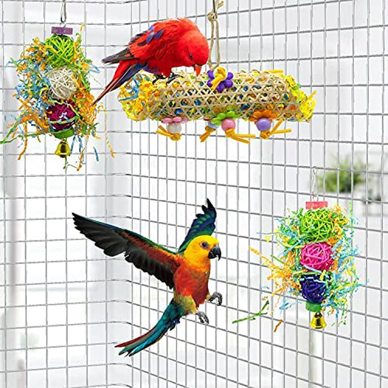 Ebaokuup 3Pack Bird Chewing Toys Foraging Shredder Toy Parrot Cage Shredder Toy Bird Loofah Toys Foraging Hanging Toy for Cockatiel Conure African Grey Parrot Animals & Pet Supplies > Pet Supplies > Bird Supplies > Bird Cage Accessories EBaokuup