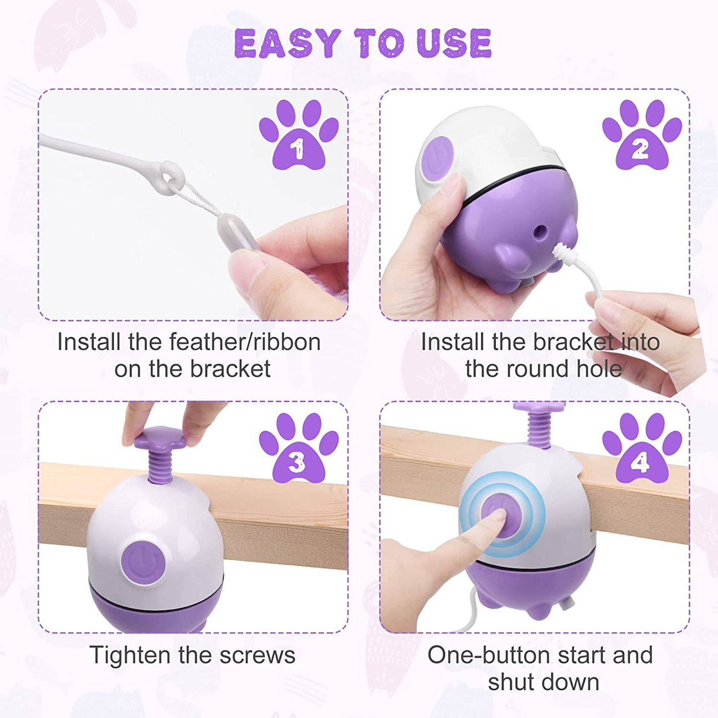APPLYSU Interactive Cat Toys for Indoor Cats, 2 in 1 Laser Cat Toy and Cat Feather Toys, 360° Rotating Shutdown Automatic Cat Toy with Many Replacement Accessories for Kitten Animals & Pet Supplies > Pet Supplies > Cat Supplies > Cat Toys APPLYSU