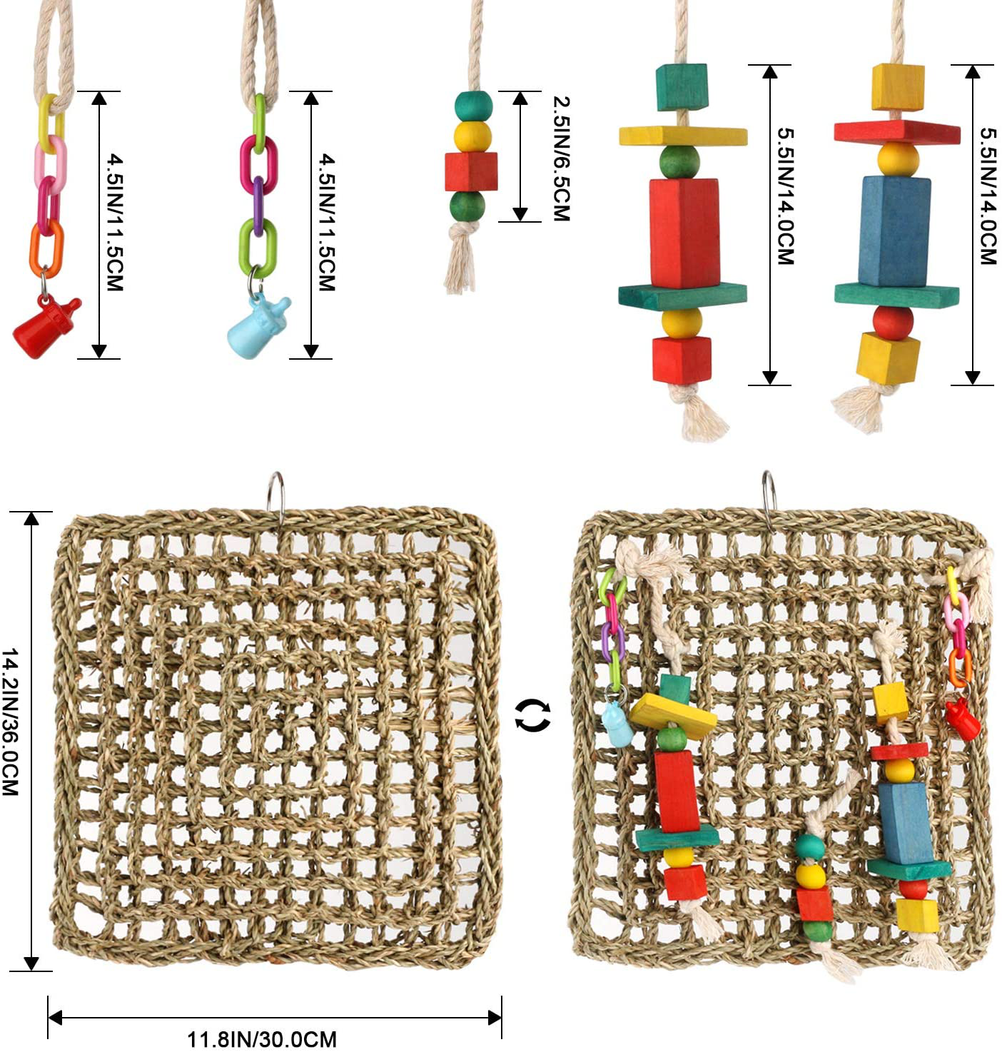 HOSUKKO Bird Activity Wall, Bird Foraging Wall Toys for Birds Parrots Hanging Foraging Wall Sea Grass Bird Climbing Net, 14.2 Inch X11.8 Inch Animals & Pet Supplies > Pet Supplies > Bird Supplies > Bird Toys HOSUKKO