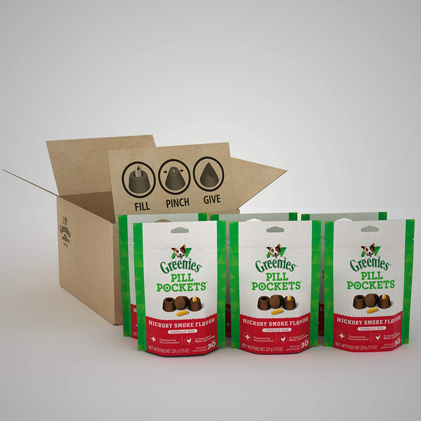 GREENIES Pill Pockets Natural Dog Treats, Capsule Size, Hickory Smoke Flavor Animals & Pet Supplies > Pet Supplies > Dog Supplies > Dog Treats Greenies 7.9 Ounce (Pack of 6)