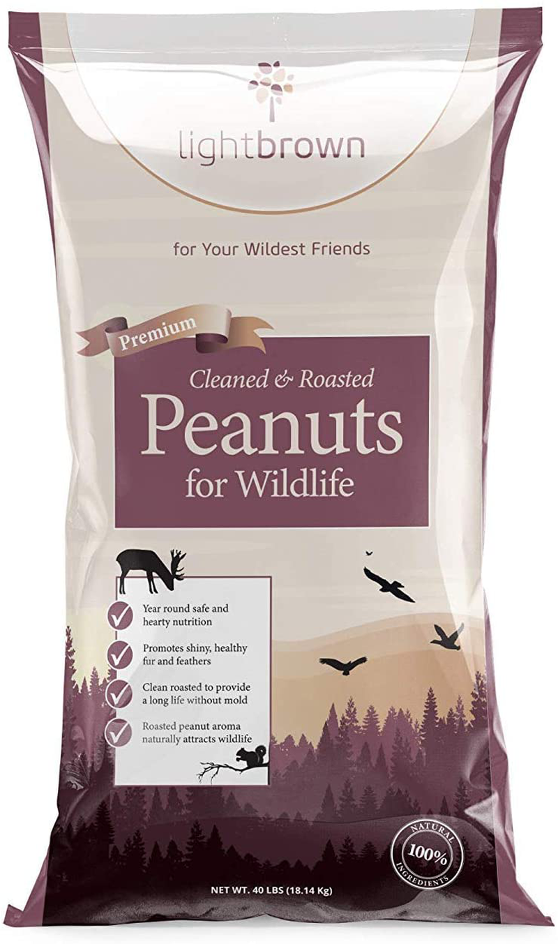 Lightbrown Premium Cleaned & Roasted Peanuts for Birds and Wildlife. No Mess Wholesome Nuts. the Best Bird Seed for Wild Birds! Animals & Pet Supplies > Pet Supplies > Bird Supplies > Bird Food Lightbrown LLC 40 Pound (Pack of 1)