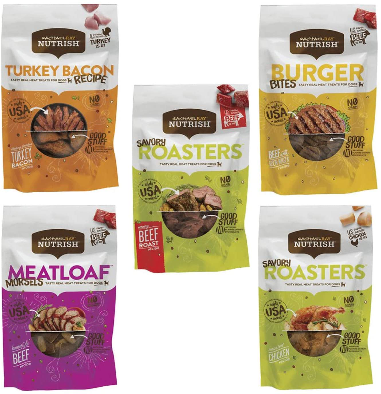 Rachael Ray Nutrish Dog Treats Variety Pack 5 Flavors with 3Oz Each KOL PET