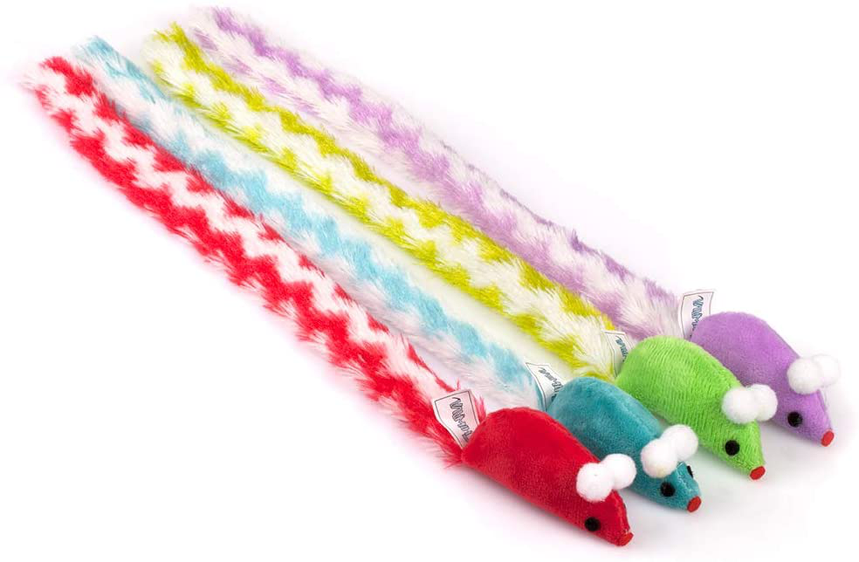 CHIWAVA 4 Packs 15 Inch Long Soft Plush Cat Toys Mice Rustle Sound Small Mouse Activity Interactive Toy Animals & Pet Supplies > Pet Supplies > Cat Supplies > Cat Toys WONPET Co., Ltd Plush Mice with Rattle