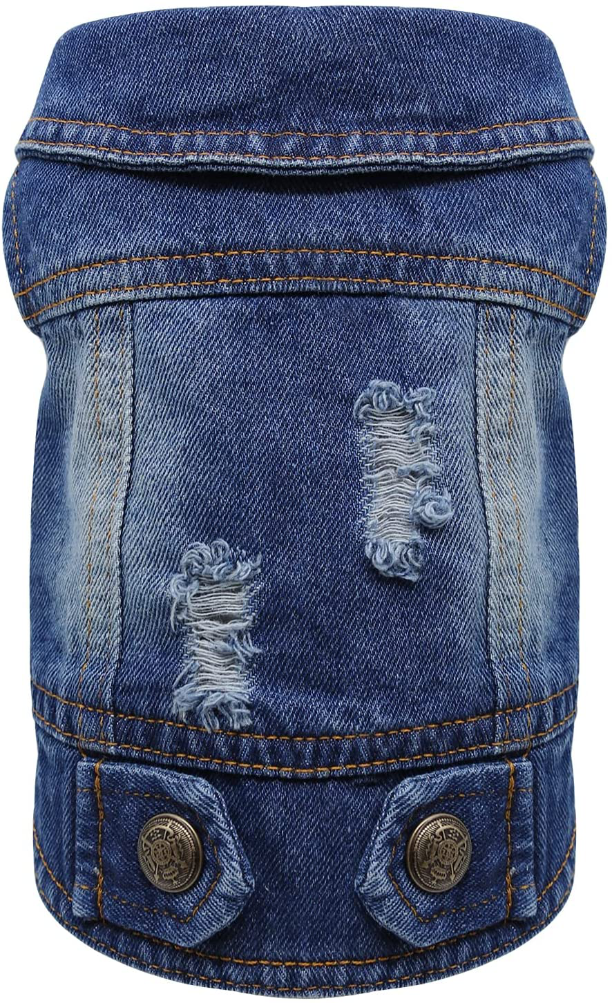 Dog Clothes Pet Jean Jacket Shirt Cool Denim Vest Coat for Small Medium Dogs Cats Adorable Cowboys Puppy Collar Costumes Animals & Pet Supplies > Pet Supplies > Cat Supplies > Cat Apparel DABLUE Deep blue Medium