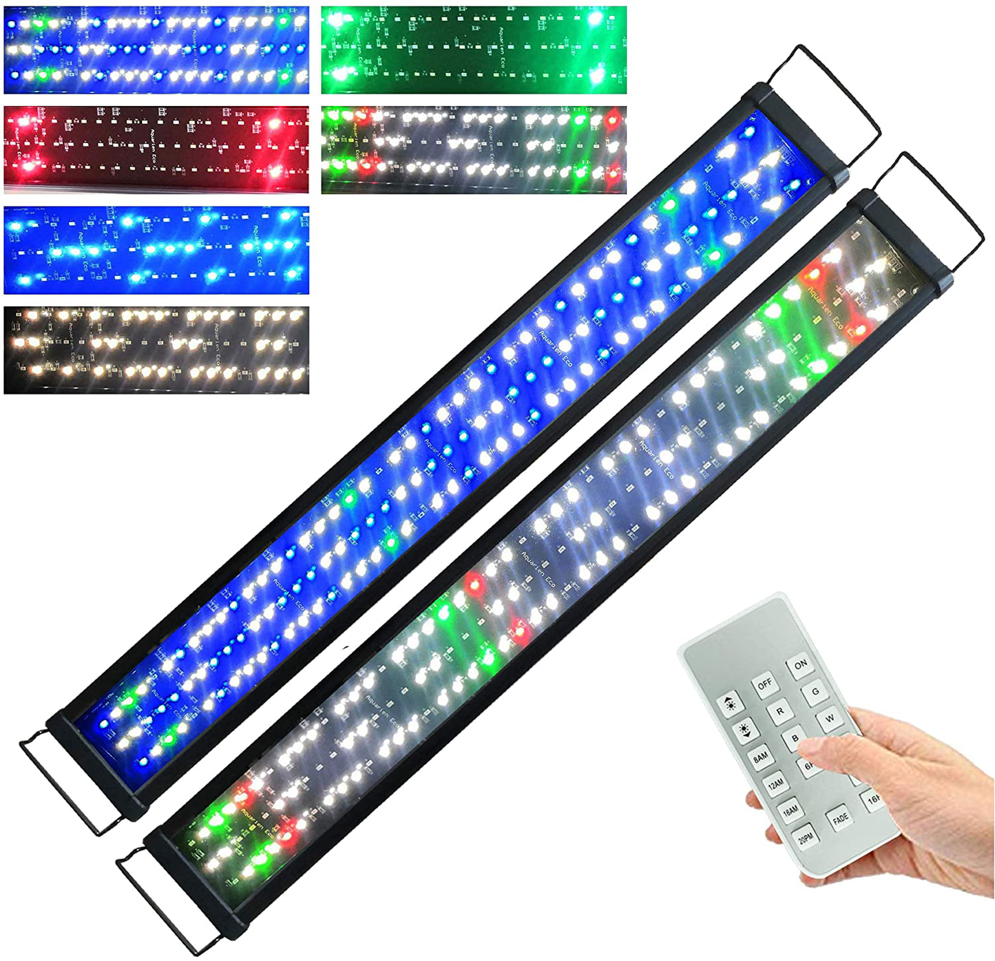 KZKR Aquarium LED Fish Tank Light 16-84 Inch Remote Control Hood Lamp for Freshwater Saltwater Marine Full Spectrum Blue and White Decorations Light Animals & Pet Supplies > Pet Supplies > Fish Supplies > Aquarium Lighting KZKR Remote Control Multicolor 36-48 Inch