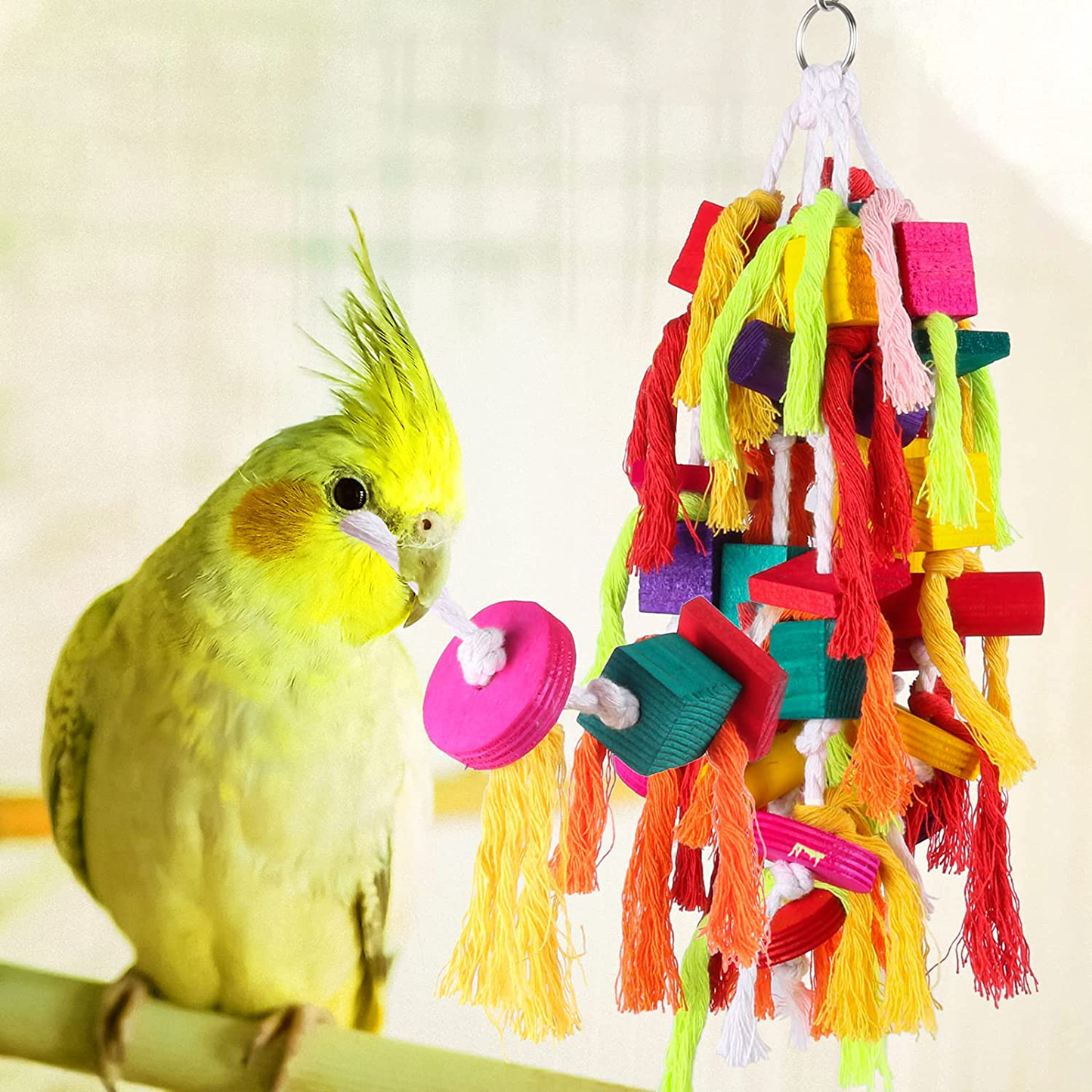 Rypet Large and Small Parrot Chewing Toys - Parrot Cage Bite Toys Wooden Block Tearing Toys for Conures Cockatiels African Grey and Other Amazon Parrots Animals & Pet Supplies > Pet Supplies > Bird Supplies > Bird Toys Rypet