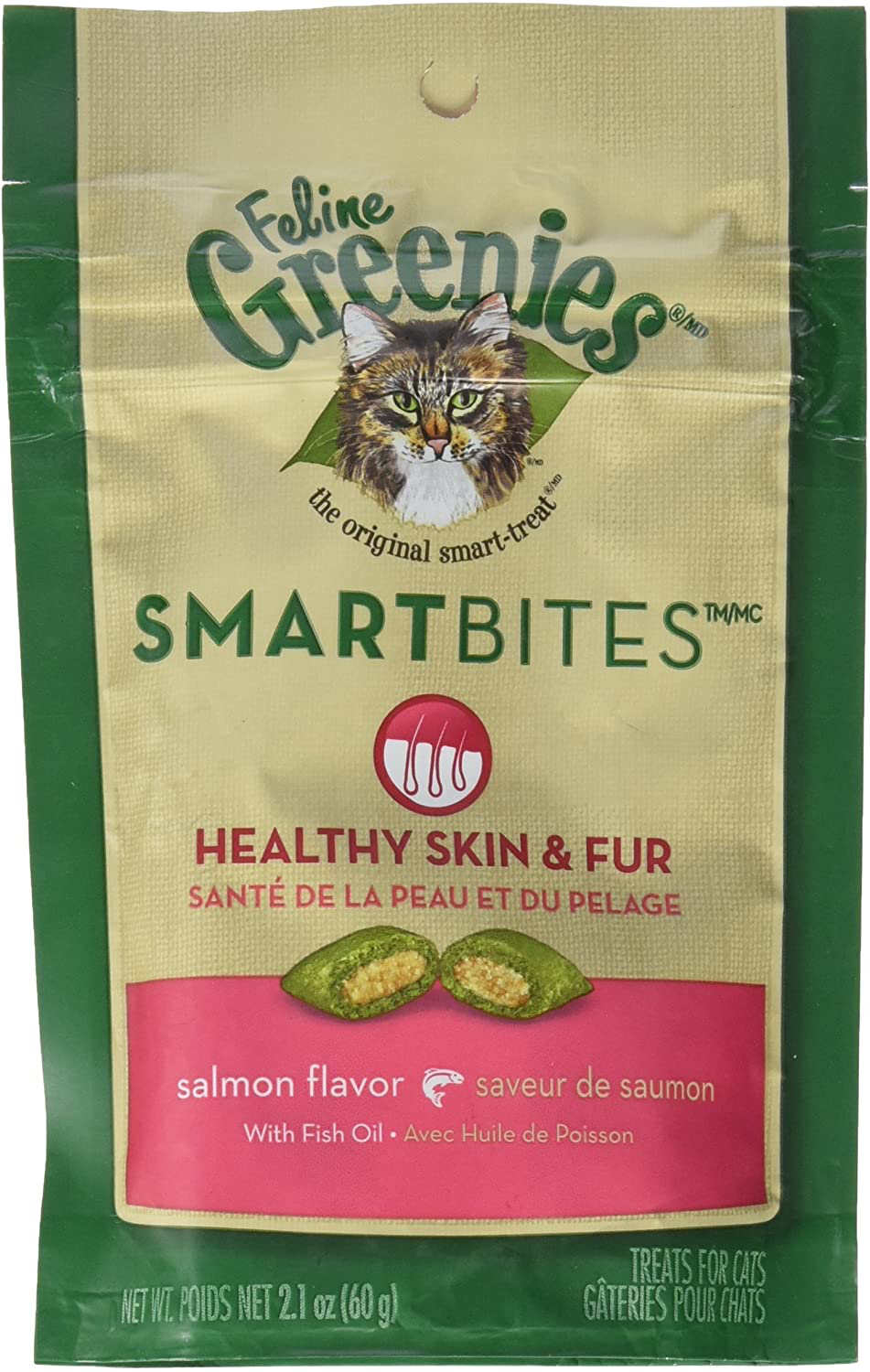 Greenies Feline SMARTBITES Skin & Fur Salmon 2.1Oz - Six (6) Packages Animals & Pet Supplies > Pet Supplies > Cat Supplies > Cat Treats Greenies