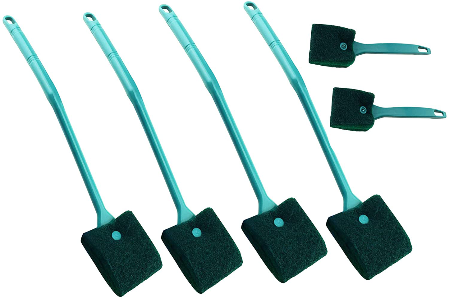 Meiyiu Algae Cleaning Brush Fish Tank Double-Sided Sponge Brush Cleaner Long Handle Fish Tank Scrubber for Home Kitchen Animals & Pet Supplies > Pet Supplies > Fish Supplies > Aquarium Cleaning Supplies Meiyiu Green 6PCS(4Long+2Short)
