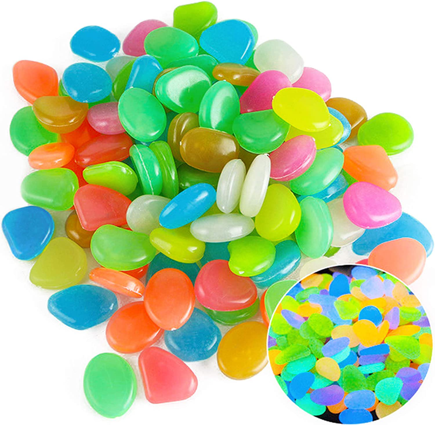 Oubest Fish Tank Rocks Glow Blue/Glow in the Dark Pebbles for Garden/Fish Tank/Aquarium/Plant Pots/Bonsai Walkway/Driveway 100Pcs Animals & Pet Supplies > Pet Supplies > Fish Supplies > Aquarium Gravel & Substrates Oubest multi-colored 500