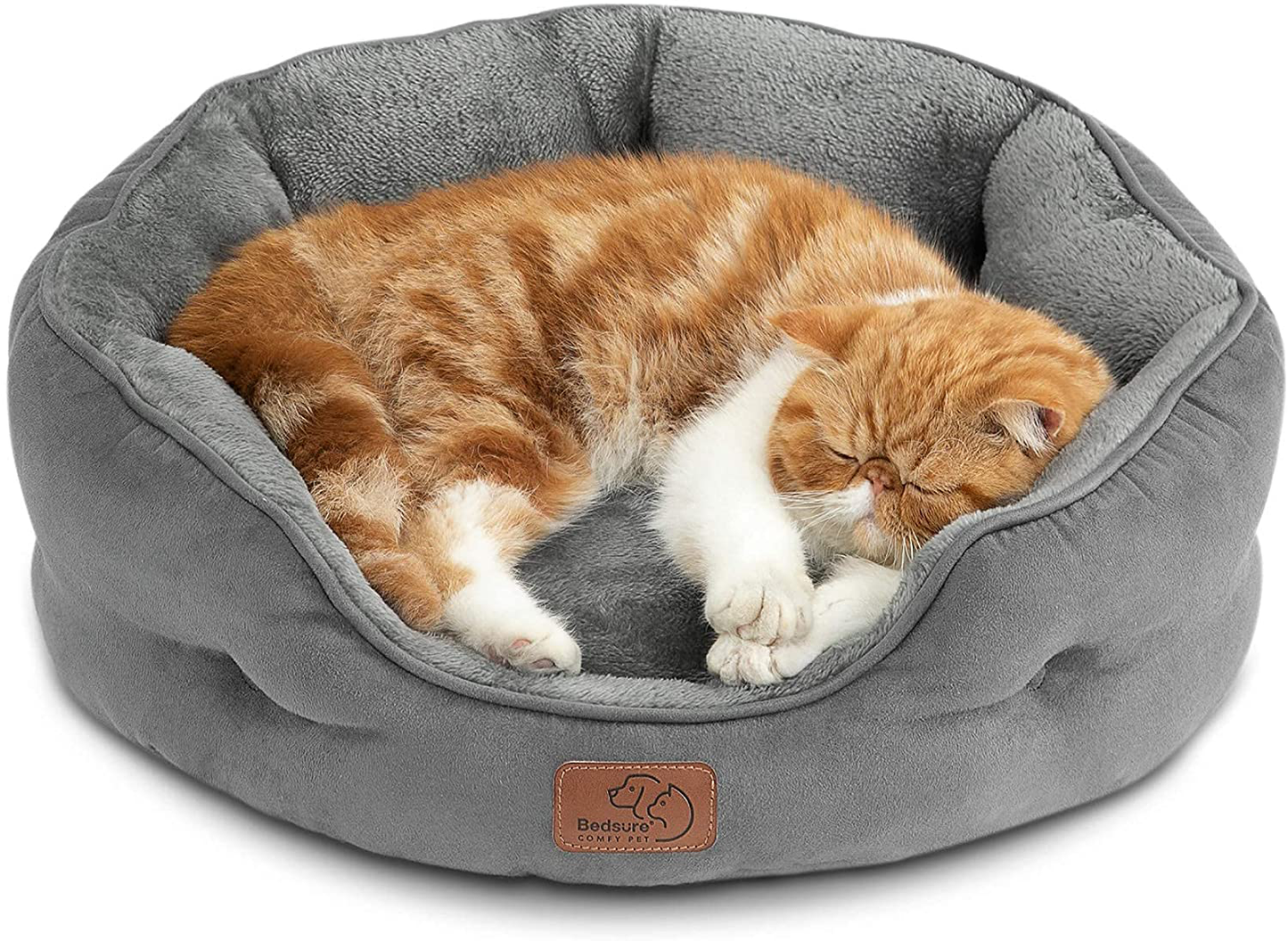 Bedsure Small Dog Bed for Small Dogs Washable - round Cat Beds for Indoor Cats, round Pet Bed for Puppy and Kitten with Slip-Resistant Bottom, 20 Inches Animals & Pet Supplies > Pet Supplies > Cat Supplies > Cat Beds Bedsure Grey 20x19x6 Inch (Pack of 1)