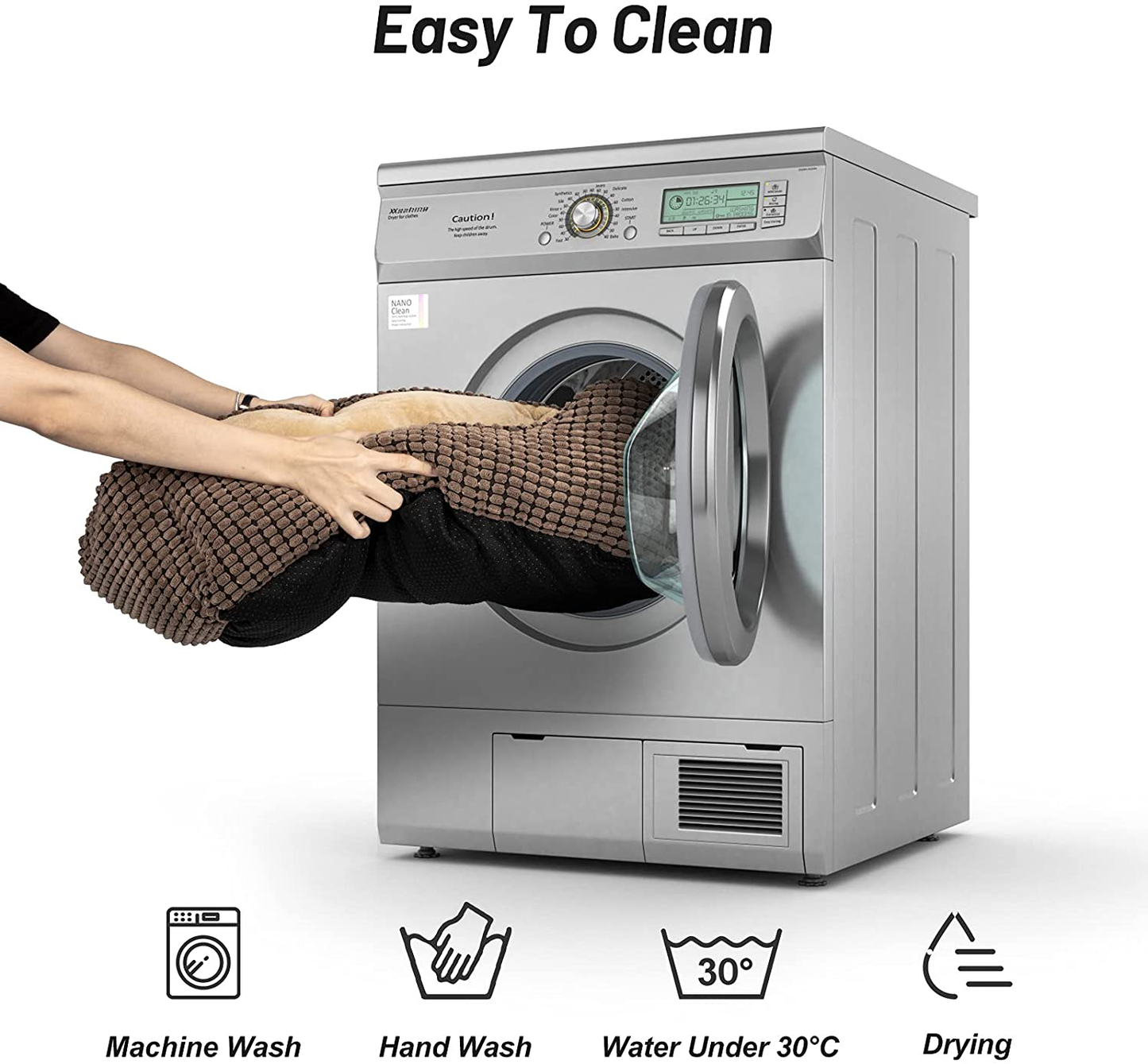 MIXJOY Dog Bed for Large Medium Small Dogs, Rectangle Washable Sleeping Puppy Bed, Orthopedic Pet Sofa Bed, Soft Calming Cat Beds for Indoor Cats, Anti-Slip Bottom with Multiple Size Animals & Pet Supplies > Pet Supplies > Cat Supplies > Cat Beds MIXJOY