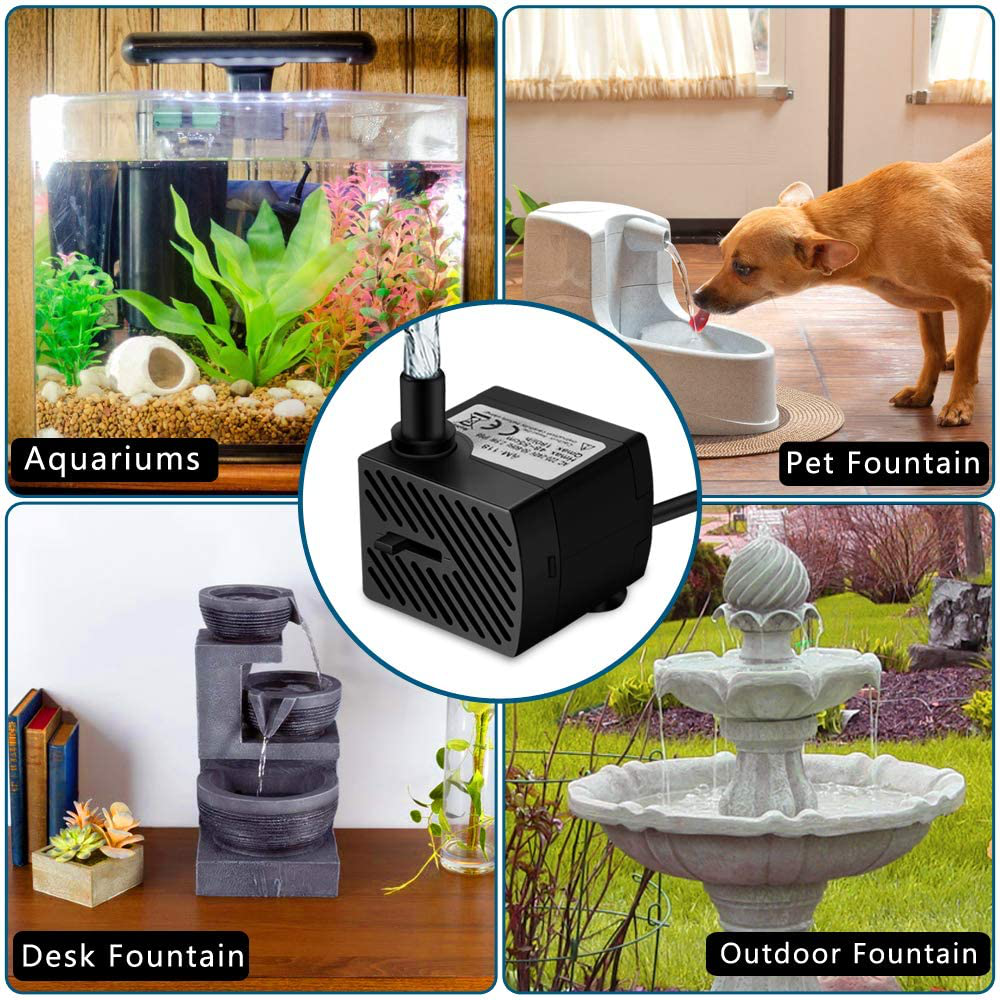 DOMICA 3W 50GPH Mini Submersible Water Pump, Small Fountain Pump for Pond, Aquariums, Fish Tank, Tabletop Fountain, Pet Fountain, Indoor or Outdoor Fountain Animals & Pet Supplies > Pet Supplies > Fish Supplies > Aquarium & Pond Tubing DOMICA