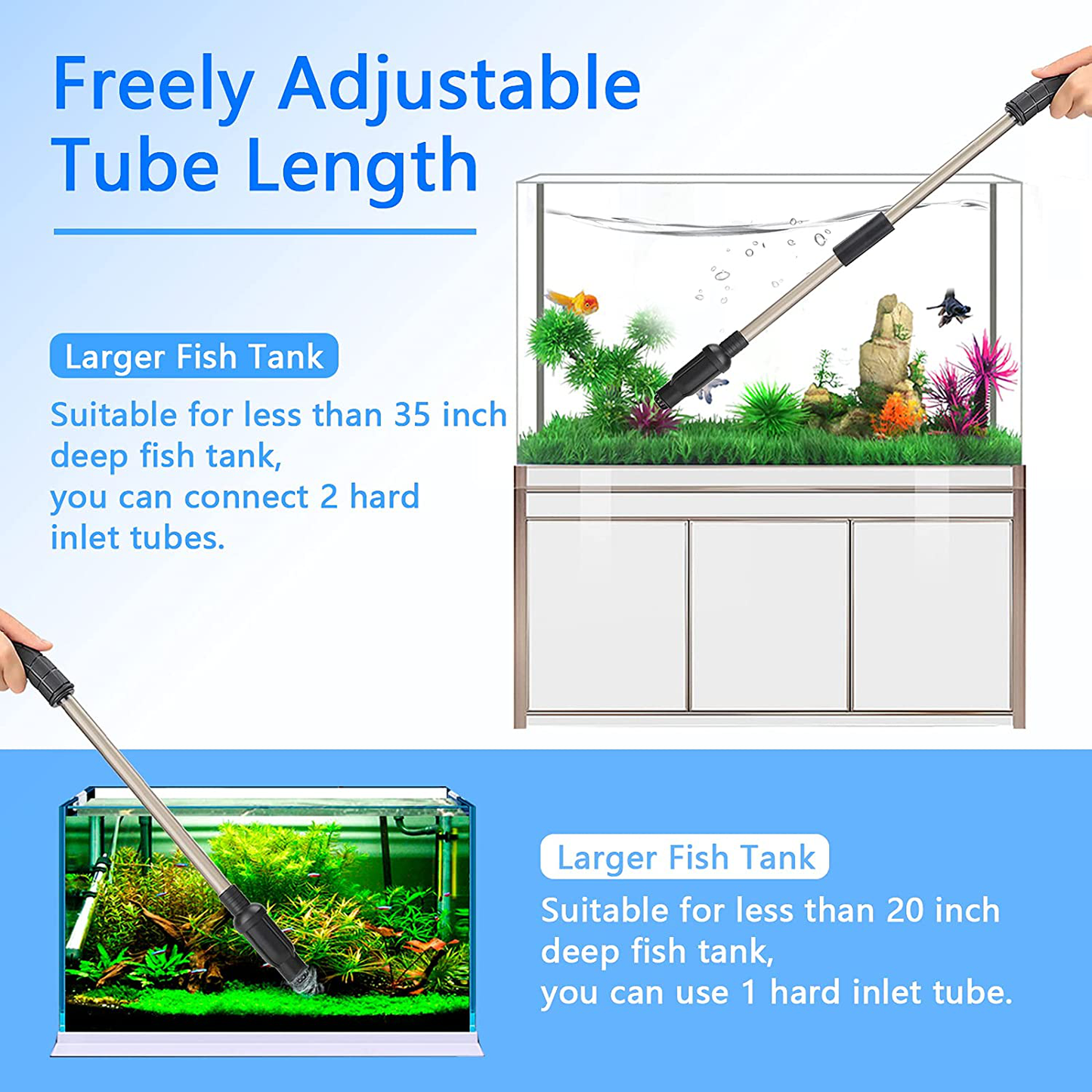 Hygger Telescopic Aquarium Siphon Kit Fish Tank Vacuum Cleaner Water Change with 4.9Ft Long Hose Tank Cleaning Tool for 15 Gallon Aquarium and Up Animals & Pet Supplies > Pet Supplies > Fish Supplies > Aquarium Cleaning Supplies hygger
