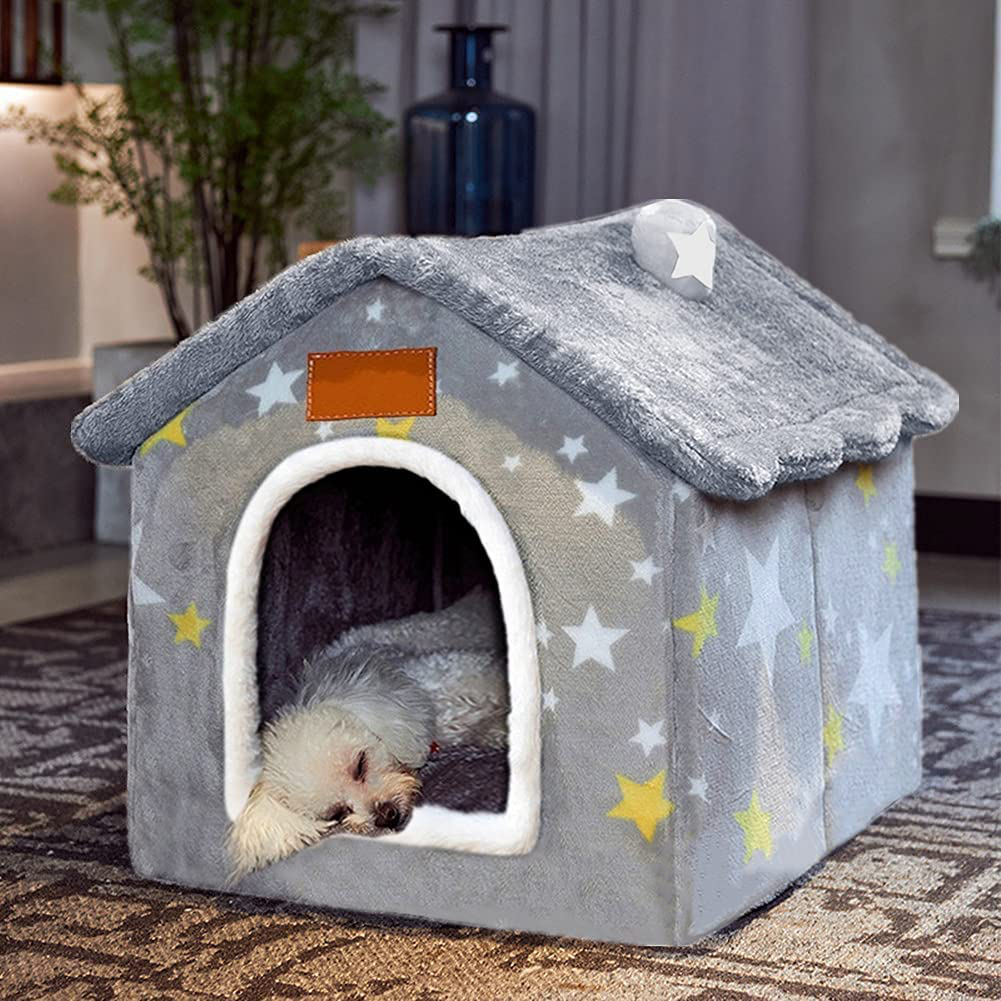 Dog House Indoor, Foldable Dog House Kennel Bed Mat with Cushion for Small Medium Large Dogs Cats, Winter Warm Cat Nest Puppy Cave Sofa Pet Products Animals & Pet Supplies > Pet Supplies > Dog Supplies > Dog Houses Aquarius CiCi L-Within 30 lbs Warm gray