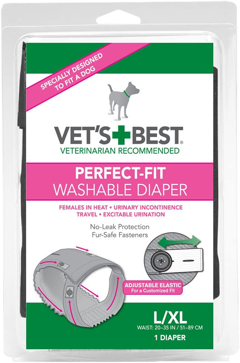 Vet'S Best Perfect Fit Washable Female Dog Diaper, 1 Count Animals & Pet Supplies > Pet Supplies > Dog Supplies > Dog Diaper Pads & Liners Vet's Best Large/ X-Large