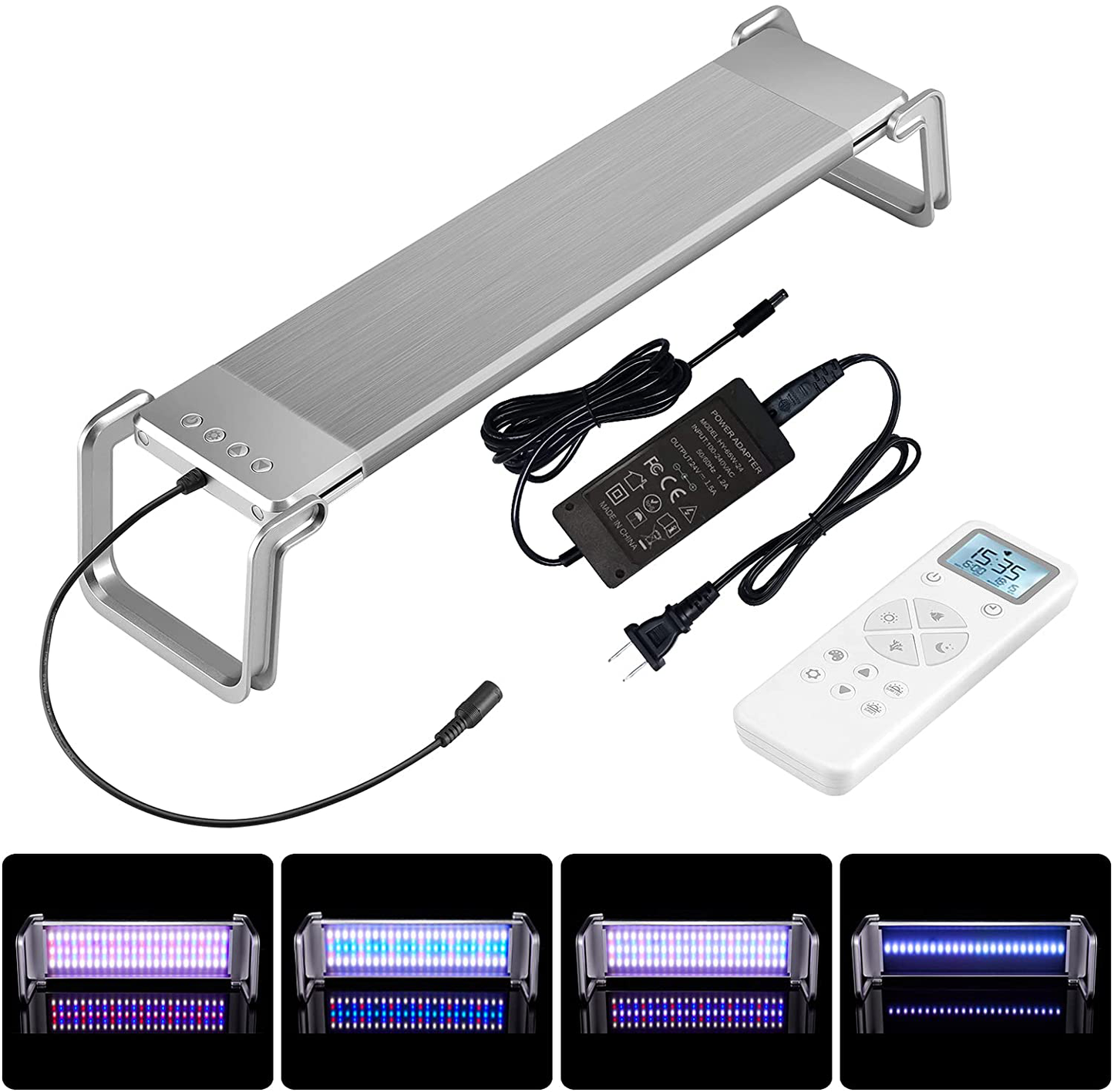 Feshen Aquarium Light, Full Spectrum LED Aquarium Light for Freshwater or Saltwater Coral Fish Tanks, with One-Key Remote Control, Programmable, Timer, Planted Tank Light(24-26Inch) Animals & Pet Supplies > Pet Supplies > Fish Supplies > Aquarium Lighting Feshen Silver 18-20inch(32W)