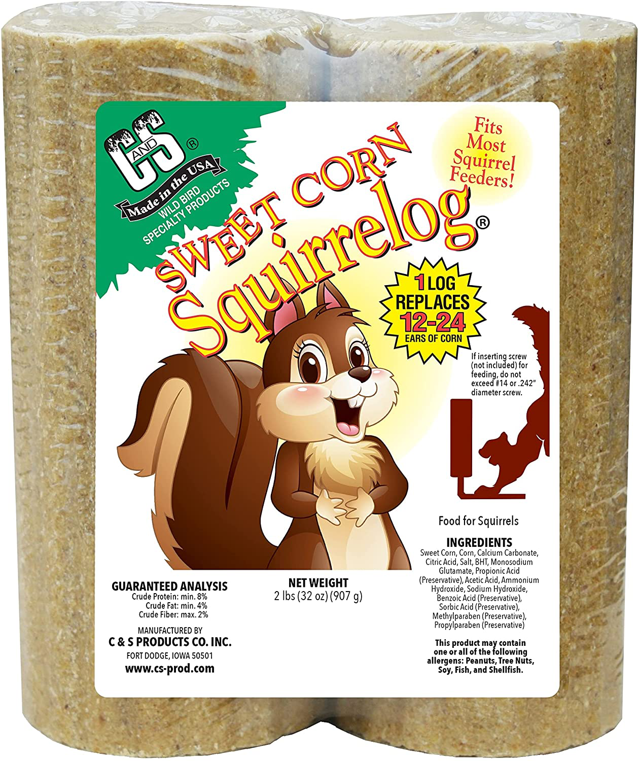 C&S Sweet Corn Squirrelog Feeder Animals & Pet Supplies > Pet Supplies > Bird Supplies > Bird Food C&S Sweet Corn 2-Pack Refill