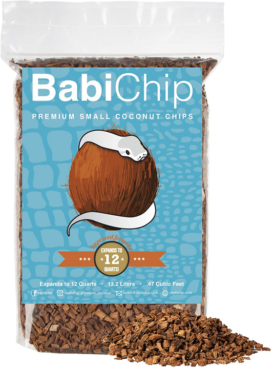 Babichip Coconut Substrate for Reptiles Loose Small Sized Coconut Husk Chip Reptile Bedding Animals & Pet Supplies > Pet Supplies > Small Animal Supplies > Small Animal Habitat Accessories Reptichip Premium Coconut Substrate 12 Quart  