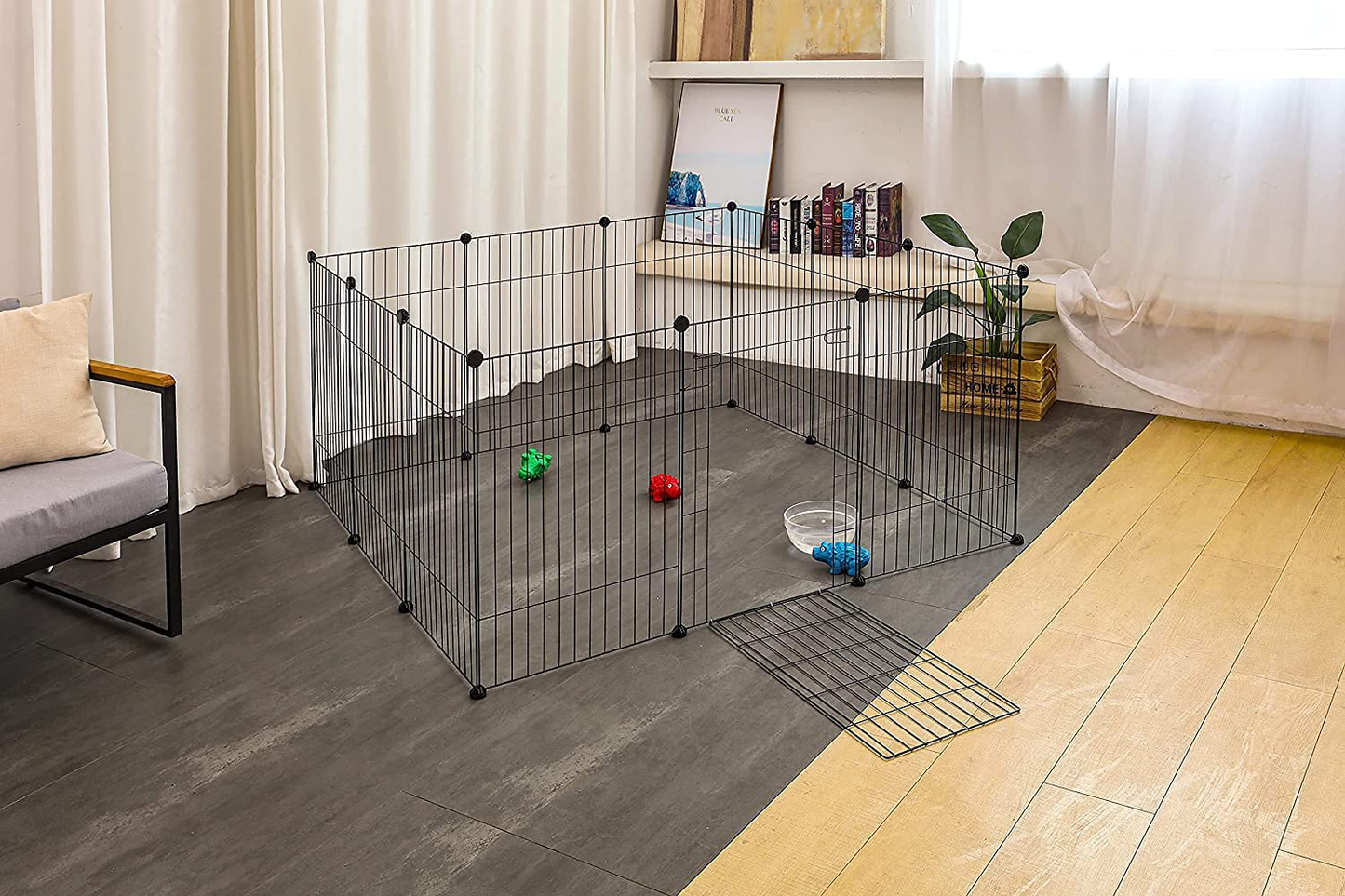 Allisandro Small Pet Playpen, Small Animal Cage for Indoor Outdoor Use, Foldable Yard Fence for Small Animal, Puppy, Kitten, Guinea Pigs, Bunny, Turtle, Hamster Animals & Pet Supplies > Pet Supplies > Small Animal Supplies > Small Animal Habitats & Cages Allisandro Black 12 Playpen W/Door