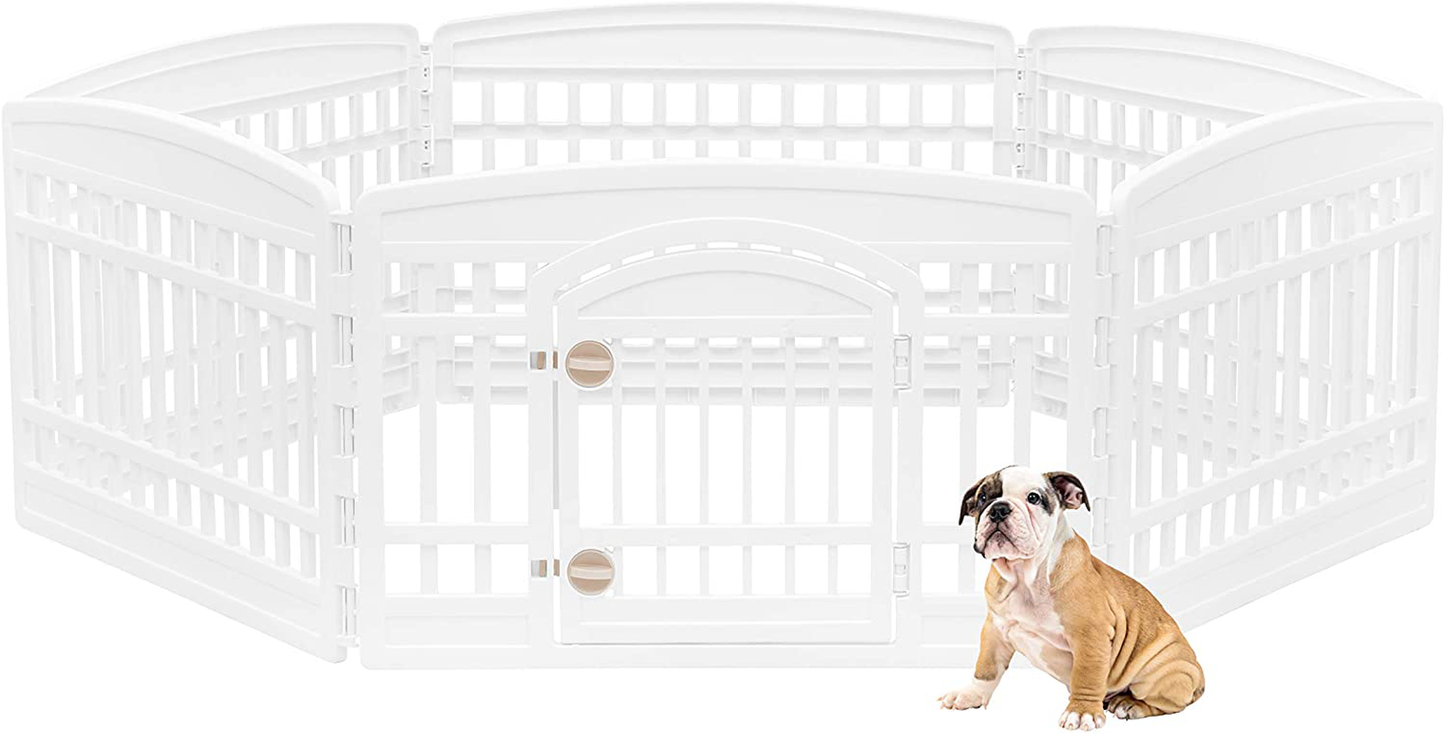 IRIS USA Dog Playpen - Pet Exercise Pen with Door - 4 to 8 Panel Sizes Animals & Pet Supplies > Pet Supplies > Dog Supplies > Dog Kennels & Runs IRIS USA, Inc. White 6 Panel - 24"H