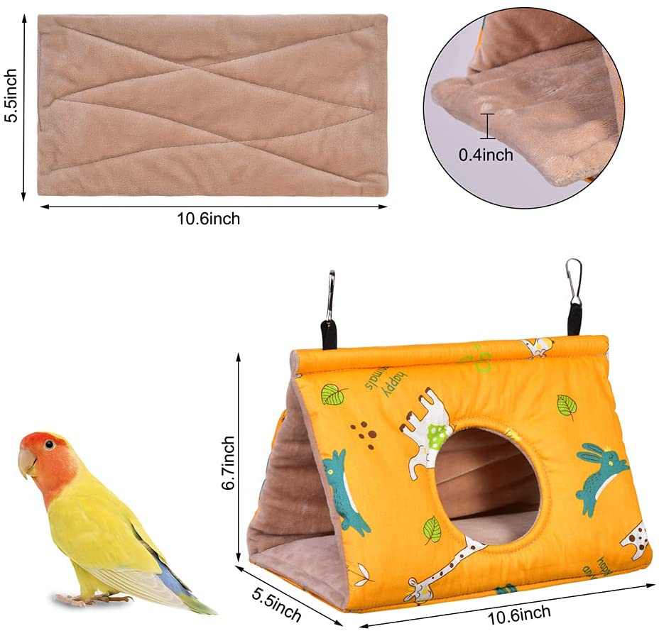 Marribol Warm Bird Nest in Winter, Hanging Velvet Bird Nest, Cave Tent Parrot Hammock in Cage, Suitable for Small or Medium Size Parrot.(Yellow Cartoon) Animals & Pet Supplies > Pet Supplies > Bird Supplies > Bird Cage Accessories Marribol