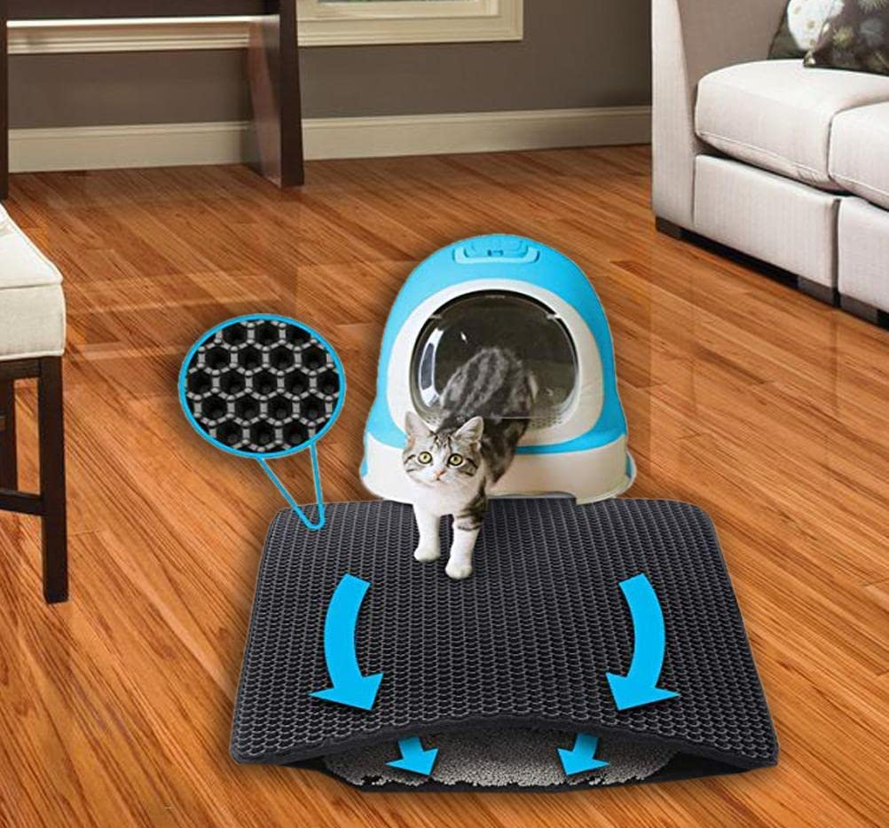Two-Layer Pet Dog Cat Animal Litter Mat, Honeycomb Double-Layer Waterproof Urine Proof Material, Easy Clean Control for Cats and Dogs Pet Dog Mats Cat Litter Mat Litter Trapping Mat,30X30Cm (Black) Animals & Pet Supplies > Pet Supplies > Cat Supplies > Cat Litter Box Mats CatLitter