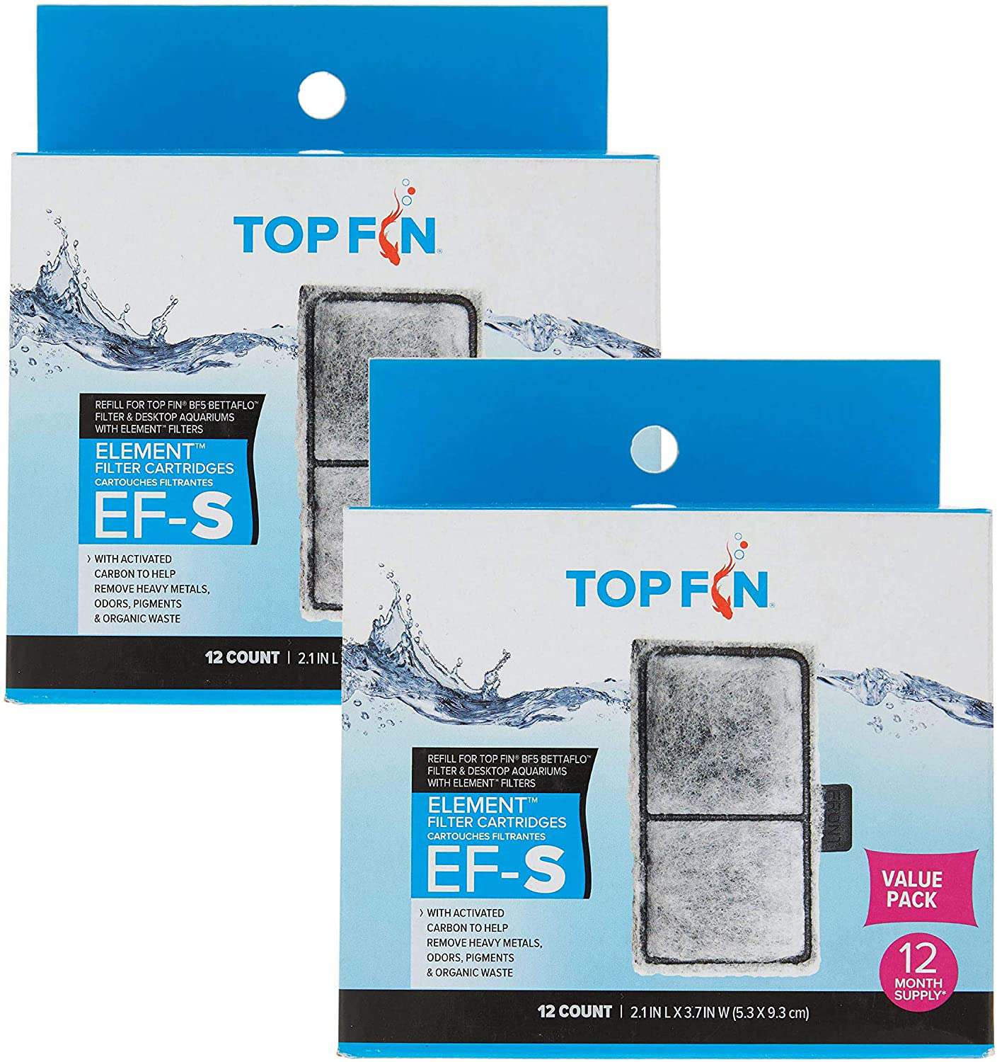 Top Fin EF-S Element Filter Cartridge Value Pack 12 Month Supply 2.1 in X 3.7 In Animals & Pet Supplies > Pet Supplies > Fish Supplies > Aquarium Filters Top Fin 2 Pack