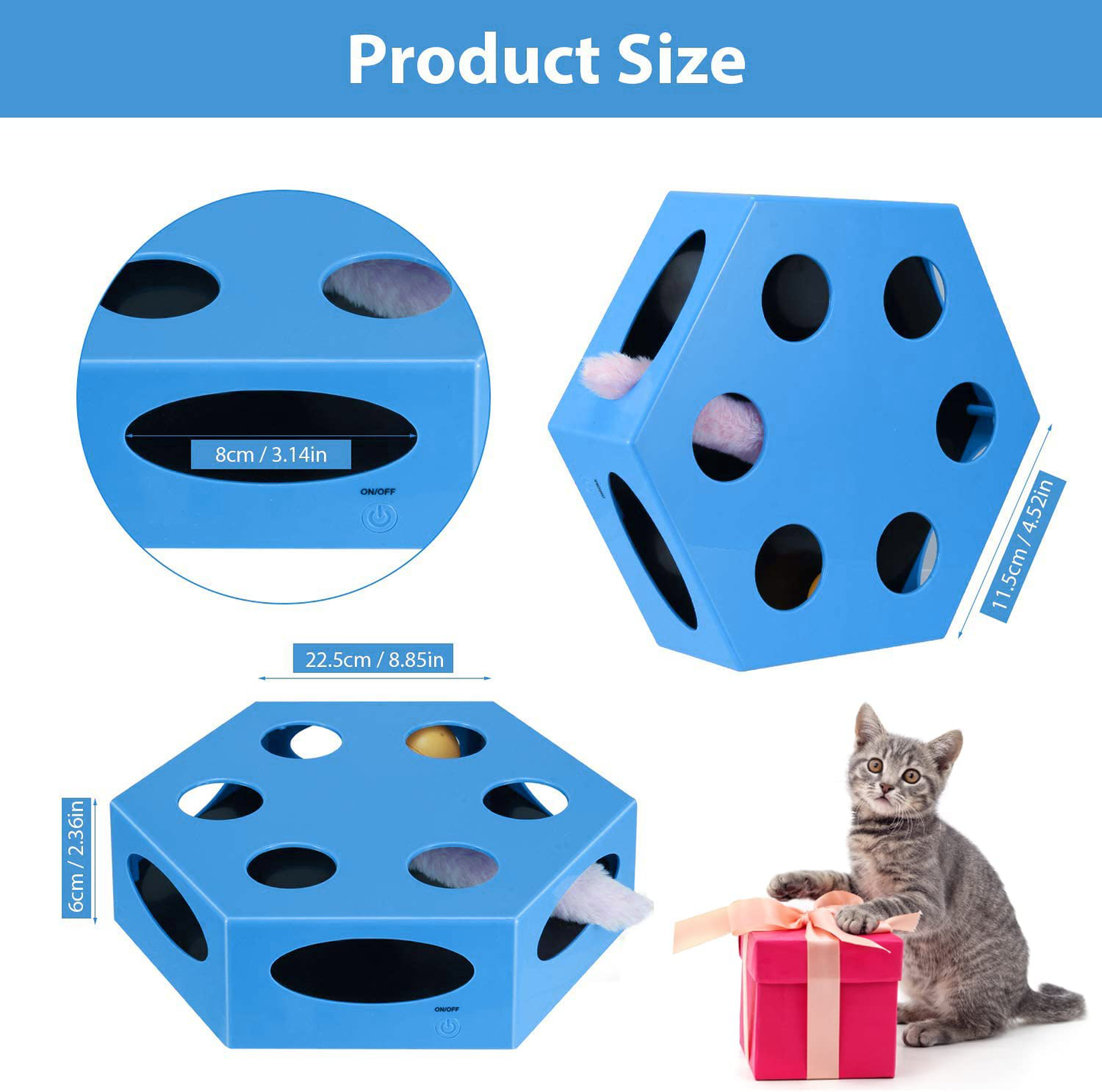 Interactive Cat Toys, Electronic Montion Cat Toys with Mouse Tail & Catnip Ball, Cat Toys for Indoor Cats with Battery, Automatic Cat Toys, Exerciser Entertainment Hunting for Kitty Pet, Auto Shut Off Animals & Pet Supplies > Pet Supplies > Cat Supplies > Cat Toys WINGPET