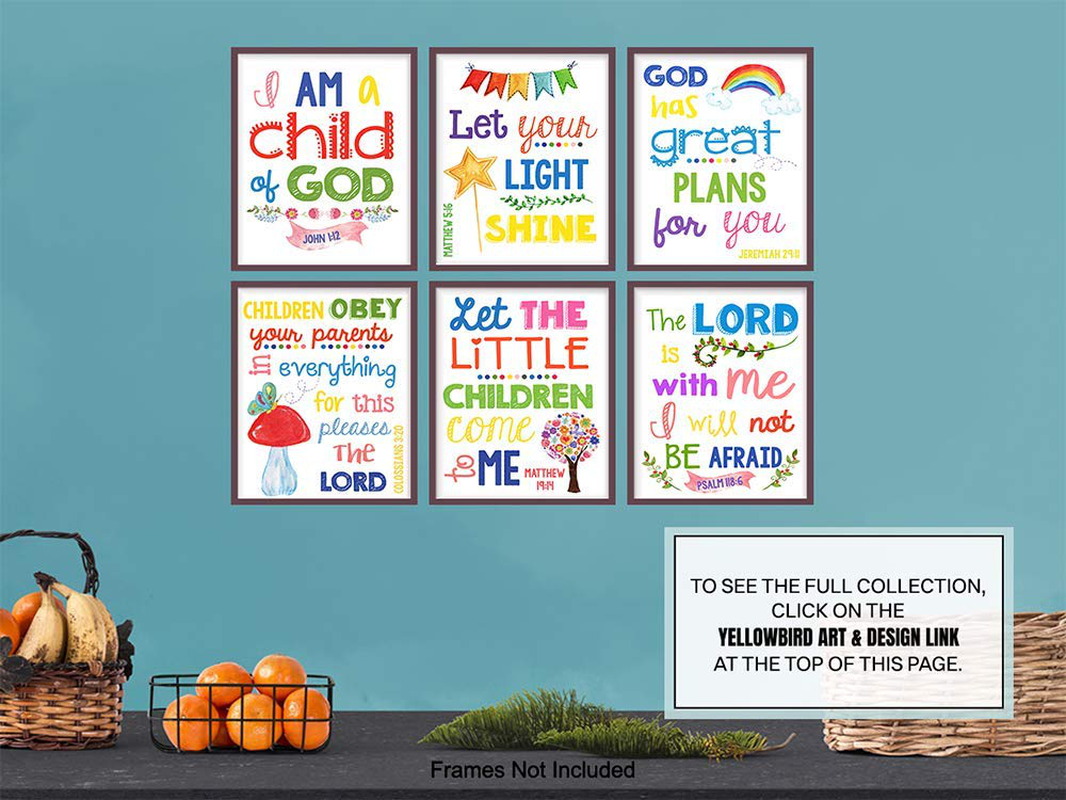 Bible Verse Wall Art - Scripture Wall Art - Christian Wall Art for Kids, Boys, Girls Bedroom - Religious Gifts for Kids - Aesthetic Wall Collage Kit - God Wall Decor - Positive Inspirational Quotes Animals & Pet Supplies > Pet Supplies > Small Animal Supplies > Small Animal Food Yellowbird Art & Design