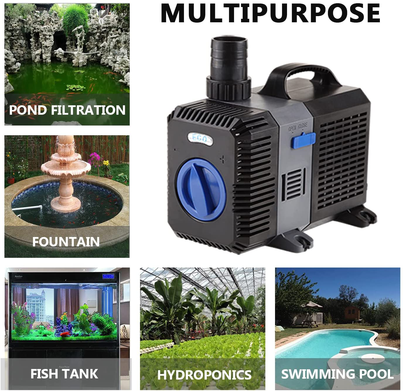 EXTRAUP 2100GPH Electric Adjustable Flow Garden Sumbersible Fountain Pond Filter Silent Pump for Fish Pet Aquarium Tank Waterfall Koi Salt Clear Water Animals & Pet Supplies > Pet Supplies > Fish Supplies > Aquarium & Pond Tubing EXTRAUP