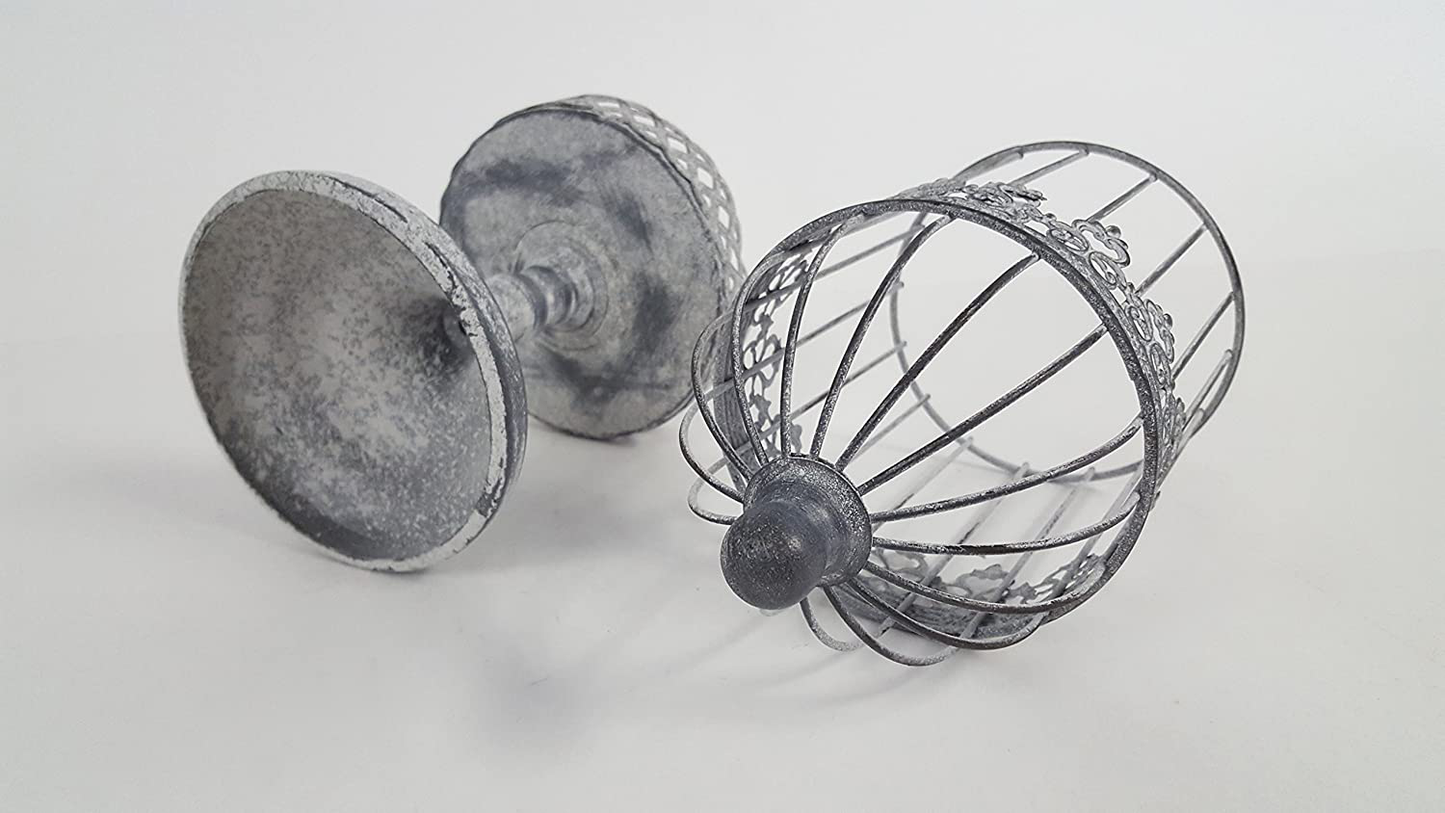 Antique Beige Small Iron Bird Cage on Stand Animals & Pet Supplies > Pet Supplies > Bird Supplies > Bird Cages & Stands Everydecor