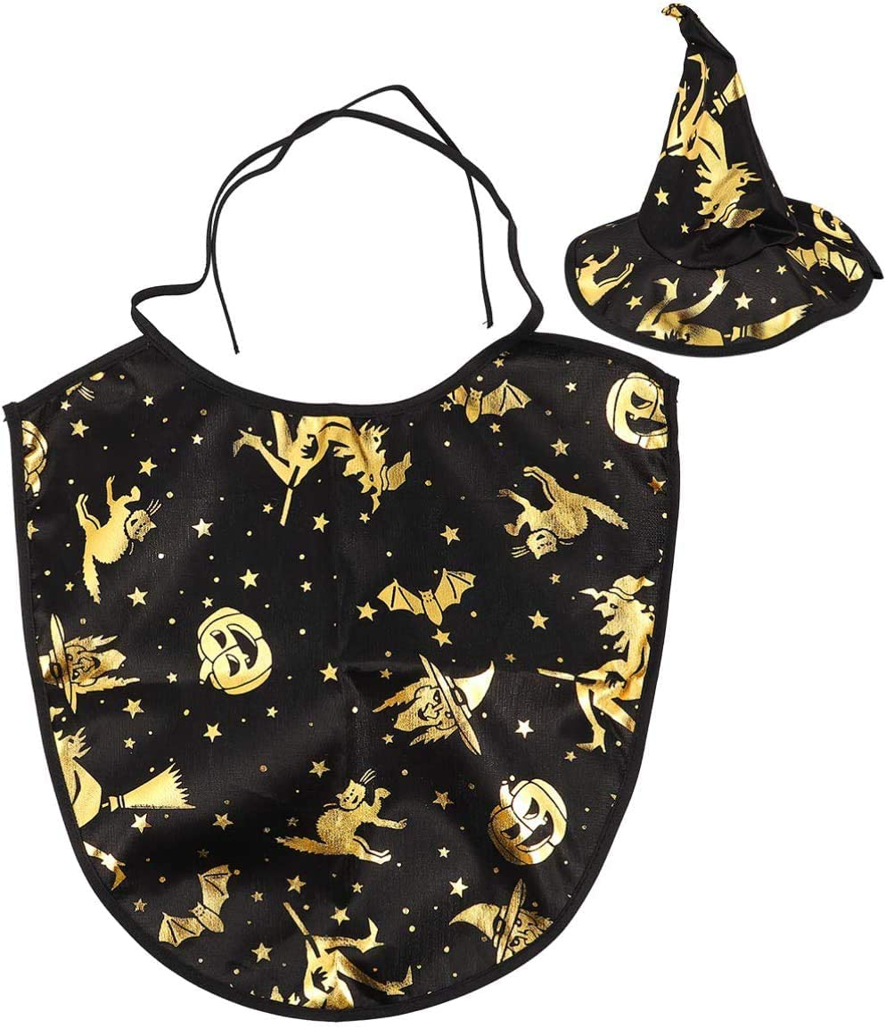 Gushehua 2PCS Cat Dog Vampire Cloak and Witch Hat for Halloween Party Holiday Cosplay Kitten Puppy Pet Clothes Pet Vampire Halloween Costume Animals & Pet Supplies > Pet Supplies > Cat Supplies > Cat Apparel Gushehua