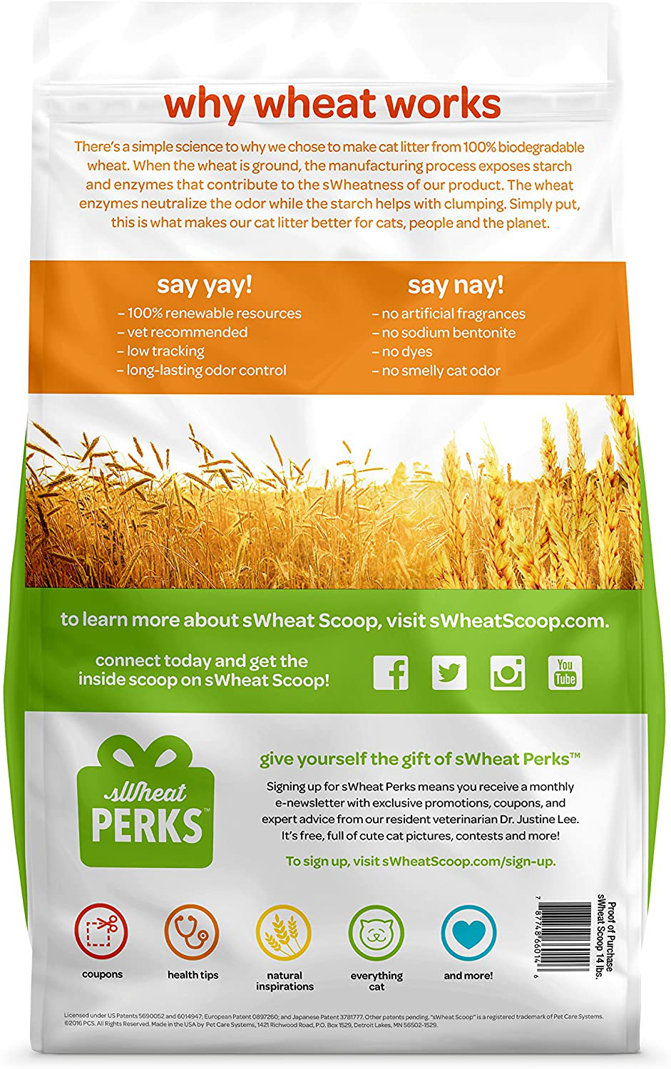 Swheat Scoop Multi-Cat All-Natural Clumping Cat Litter, 14Lb Bag Animals & Pet Supplies > Pet Supplies > Cat Supplies > Cat Litter Box Liners sWheat Scoop