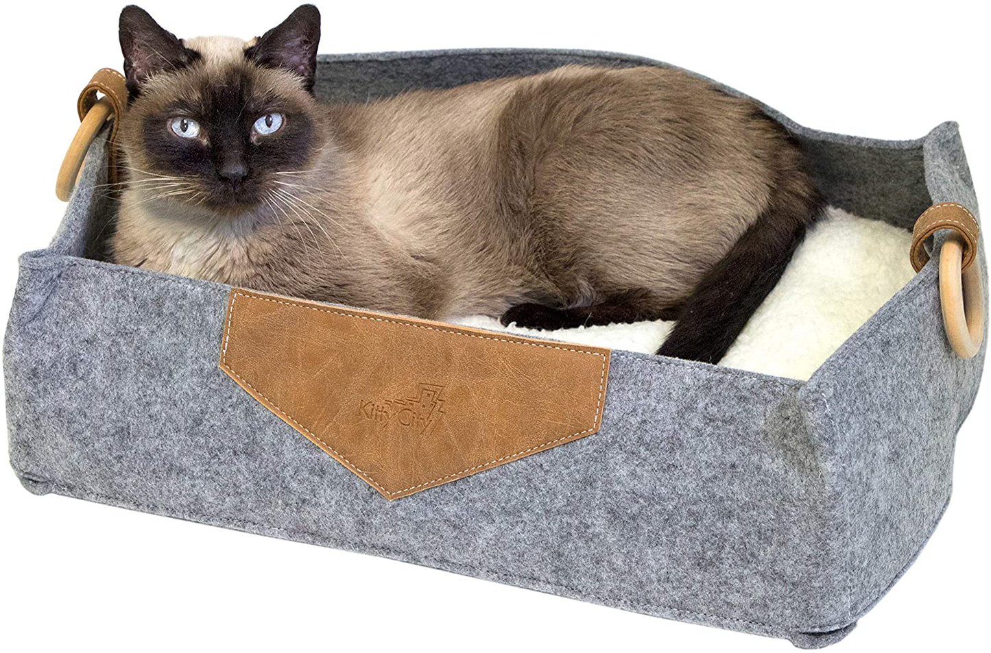 Kitty City Large Faux Leather Trimmed Felt Cat Cave, Felt Bed, Felt Lounge Animals & Pet Supplies > Pet Supplies > Cat Supplies > Cat Beds Kitty City Felt Lounge