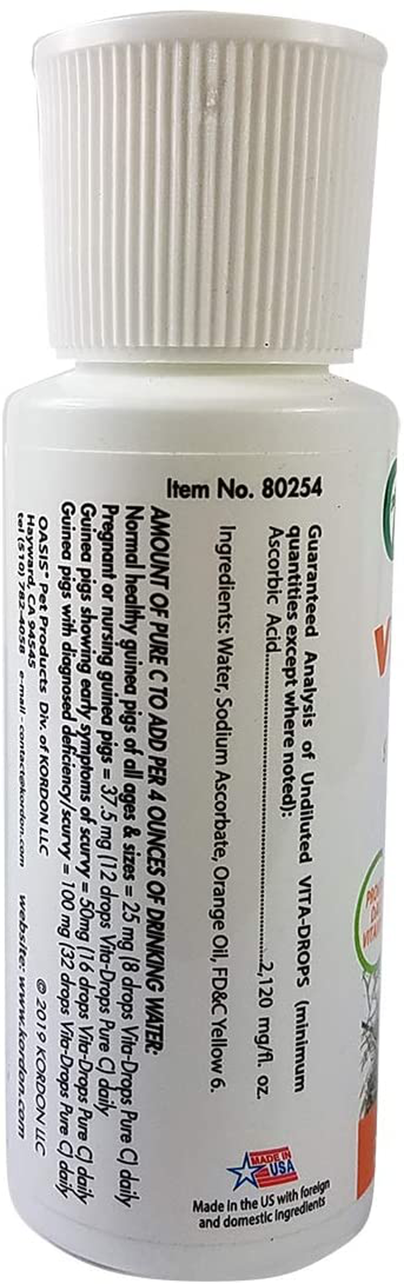 OASIS #80254 Vita Drops-Pure C for Guinea Pig, 2-Ounce, Packaging May Vary Animals & Pet Supplies > Pet Supplies > Small Animal Supplies > Small Animal Food Kordon