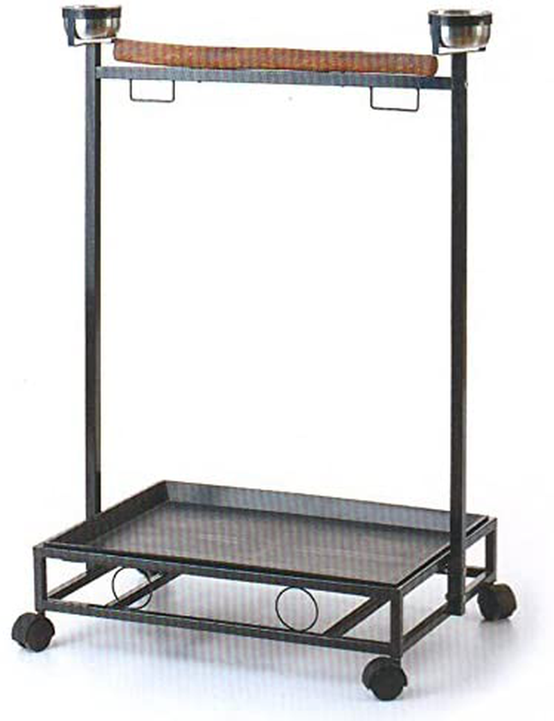 Mcage 39" Large Wrought Iron Parrot Bird Play Stand Play Gym Play Ground Rolling Stand *Black Vein* Animals & Pet Supplies > Pet Supplies > Bird Supplies > Bird Gyms & Playstands Mcage