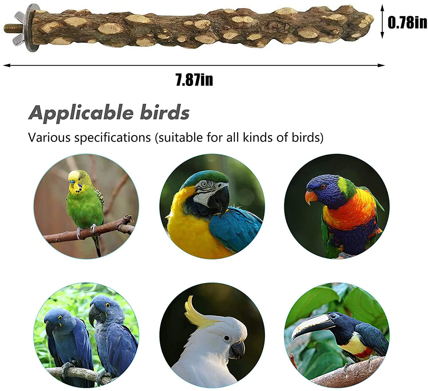Hamiledyi Bird Parrot Perch Stand Set 6 PCS Natural Wood Parakeet Standing Toys Prickly Stick Paw Grinding Branch Platform Cockatiel Cage Accessories for Conures Budgies Macaws Finches Lovebirds Animals & Pet Supplies > Pet Supplies > Bird Supplies > Bird Cage Accessories Hamiledyi