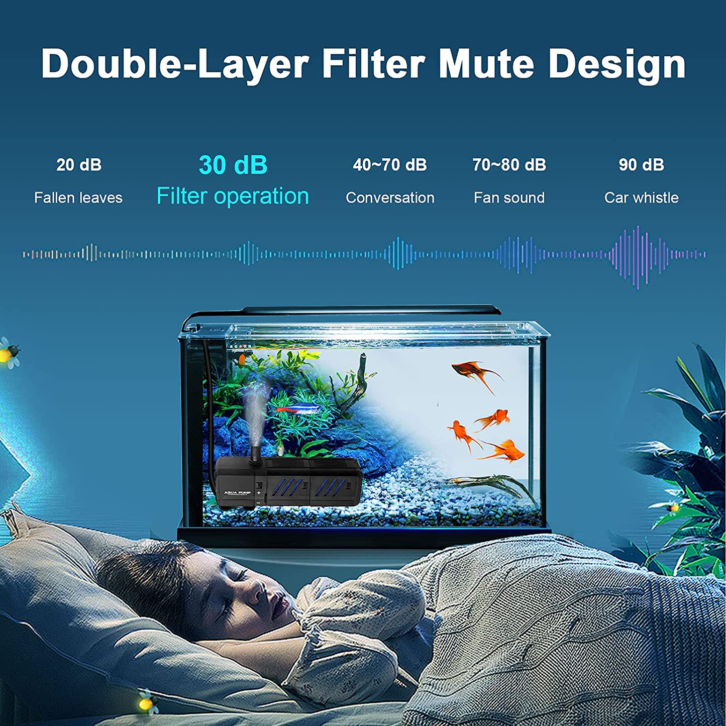 HUJIKF Submersible Aquarium Filter, 12W Fish Tank Filter 4-In-1 Diving Double Layer Filter Adjustable Oxygen Fountain Pump Internal Filter Used for Underwater Fish Tank & Aquarium, Black Animals & Pet Supplies > Pet Supplies > Fish Supplies > Aquarium Filters HUJIKF