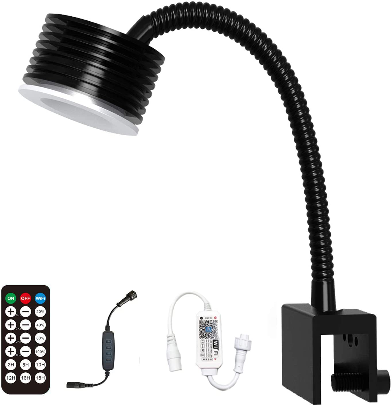 Full Spectrum Aquarium Light, 4 Channels Adjustable 6500K Fish Tank Light with Cooling Fan and Gooseneck for Freshwater Aquarium Tank Refugium Supports Remote and Wifi Controller (Planted F-20) Animals & Pet Supplies > Pet Supplies > Fish Supplies > Aquarium Lighting Lominie Reef S-20