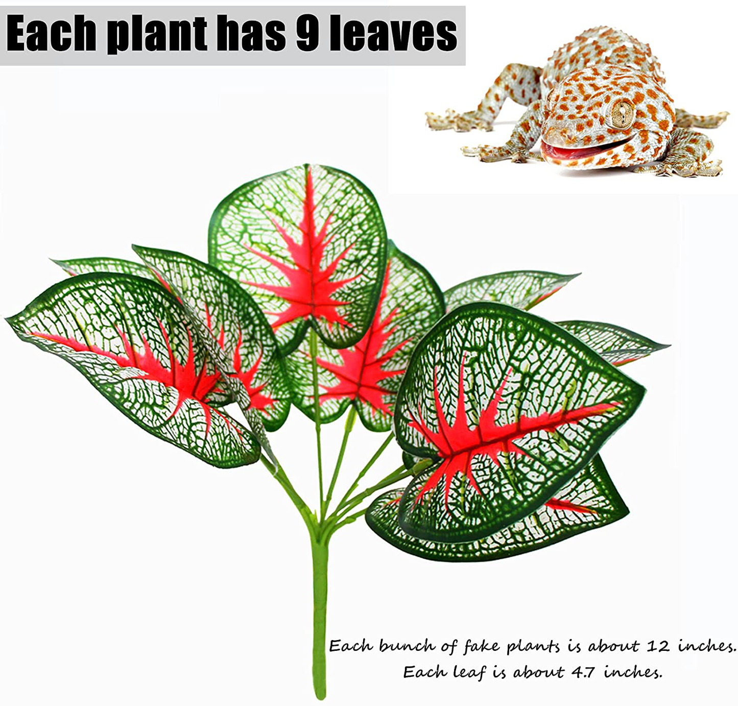 TTEIOPI 4 Pieces Reptile Plants, Hanging Vines Artificial Leaves Terrarium Tank Fake Plants Habitat Decorations with Suction Cup for Bearded Dragon Hermit Crab Lizard Snake Geckos Chameleon. Animals & Pet Supplies > Pet Supplies > Reptile & Amphibian Supplies > Reptile & Amphibian Habitat Accessories TTEIOPI