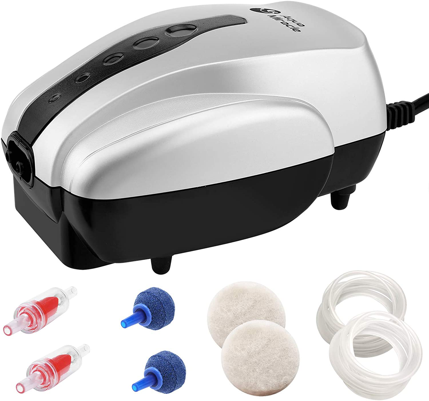 Aquarium Air Pump - Aquamiracle Fish Tank Aerator Bubbler Oxygen Pump Bubble Maker Water Aerator Quiet Hydroponic Air Pump Kit 2-170 Gallon Animals & Pet Supplies > Pet Supplies > Fish Supplies > Aquarium & Pond Tubing AquaMiracle For 20-40 Gal Aquarium