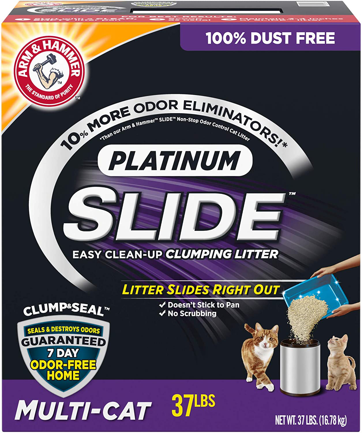 Arm & Hammer Platinum Slide Easy Clean-Up Clumping Cat Litter Animals & Pet Supplies > Pet Supplies > Cat Supplies > Cat Litter Arm & Hammer 37 Pound