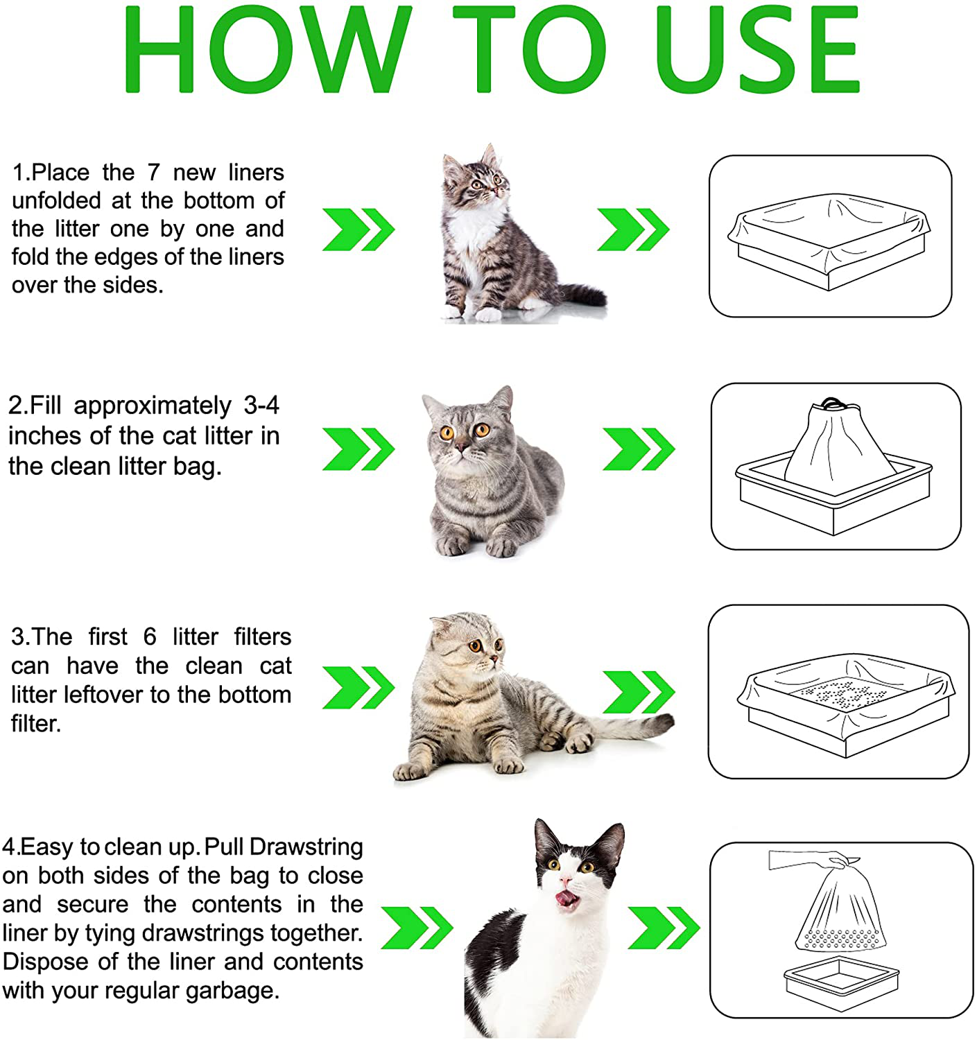 Suhaco Sifting Cat Litter Box Liners, Litter Pan Disposable Bags, 2 Mil Thickened Cat Litter Liners with Drawstring, Weekly 7 Pack Litter Bags for Easy Cleaning (L (Pack of 28)) Animals & Pet Supplies > Pet Supplies > Cat Supplies > Cat Litter Box Liners Suhaco