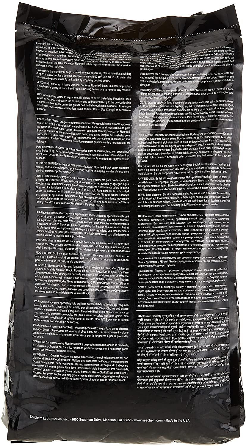 Seachem Flourite Black Clay Gravel - Stable Porous Natural Planted Aquarium Substrate 15.4 Lbs Animals & Pet Supplies > Pet Supplies > Fish Supplies > Aquarium Gravel & Substrates Seachem