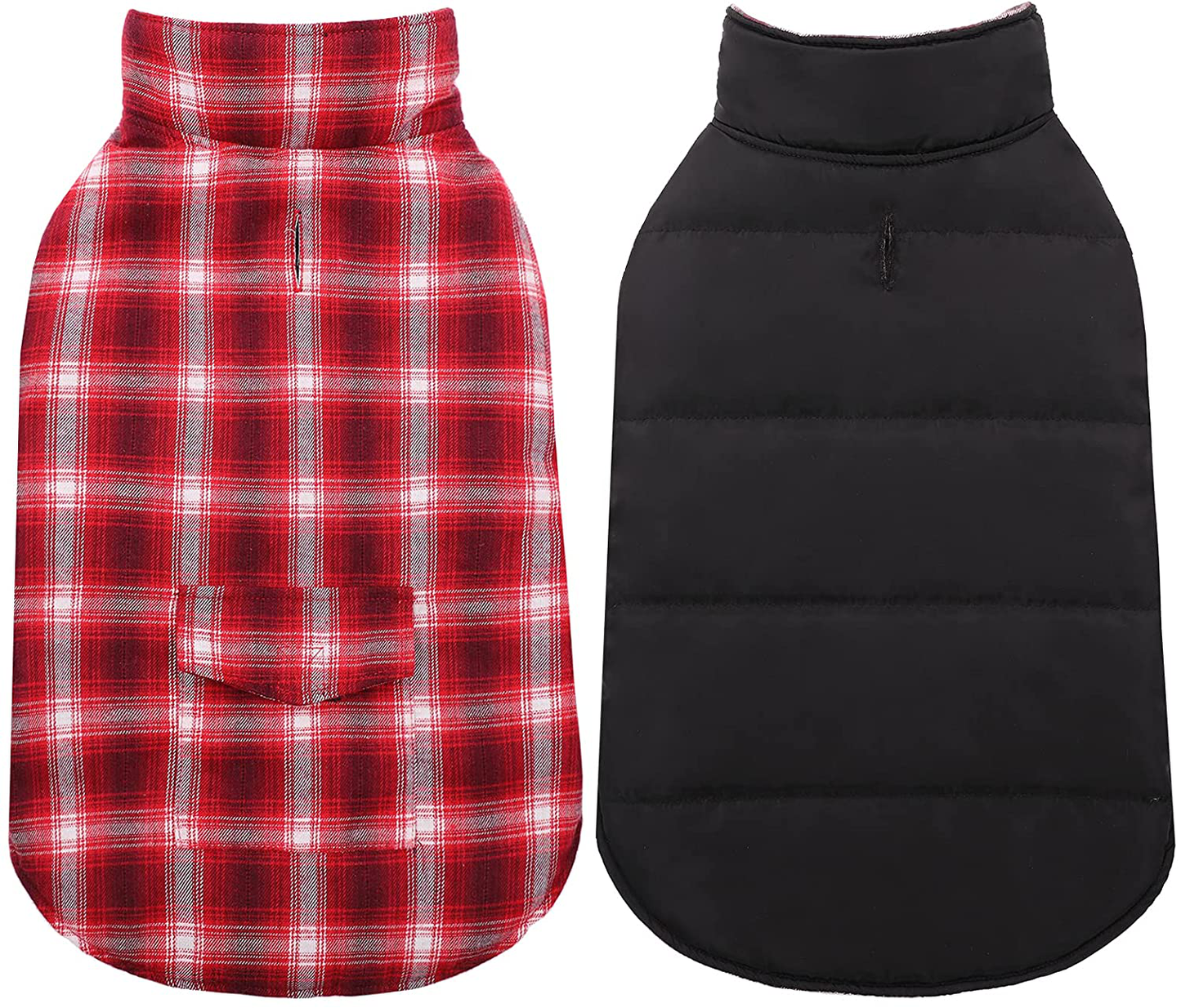 Kuoser Dog Winter Coat, Cozy Reversible British Style Plaid Dog Vest Winter Coat, Waterproof Windproof Warm Dog Apparel for Cold Weather Dog Jacket for Small Medium Large Dogs with Furry Collar (XS-3XL) Animals & Pet Supplies > Pet Supplies > Dog Supplies > Dog Apparel Kuoser Red Large (pack of 1)