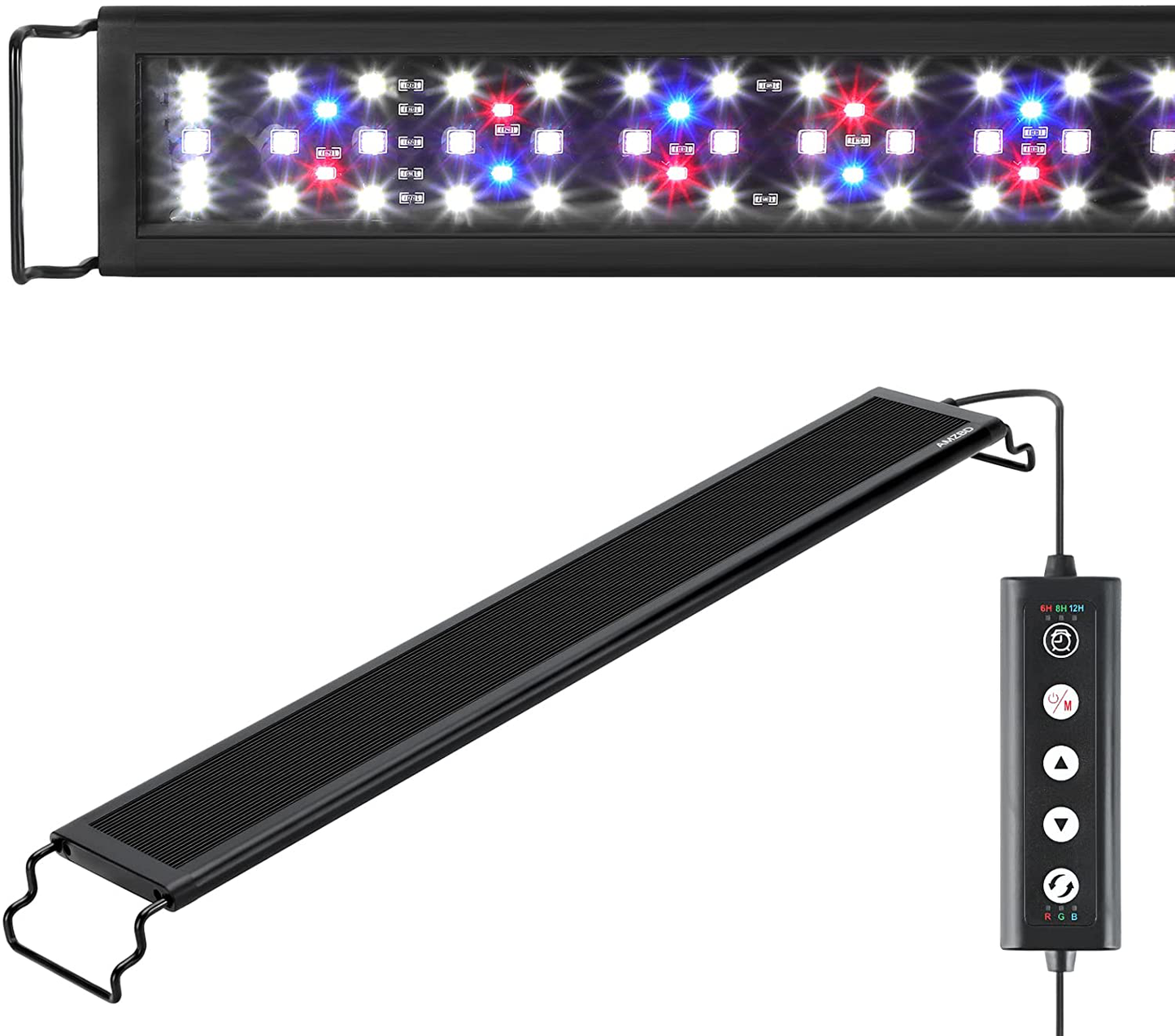 AMZBD Led Aquarium Light,Full Spectrum Aquarium Light,Diy & WRGB Color Temperature Adjustment,3 Timing Modes,Brightness Adjusted Fish Light,Expandable Bracket Aquarium Lamp for Fish Tank(48-54Inch) Animals & Pet Supplies > Pet Supplies > Fish Supplies > Aquarium Lighting AMZBD 12-18inch(10W)