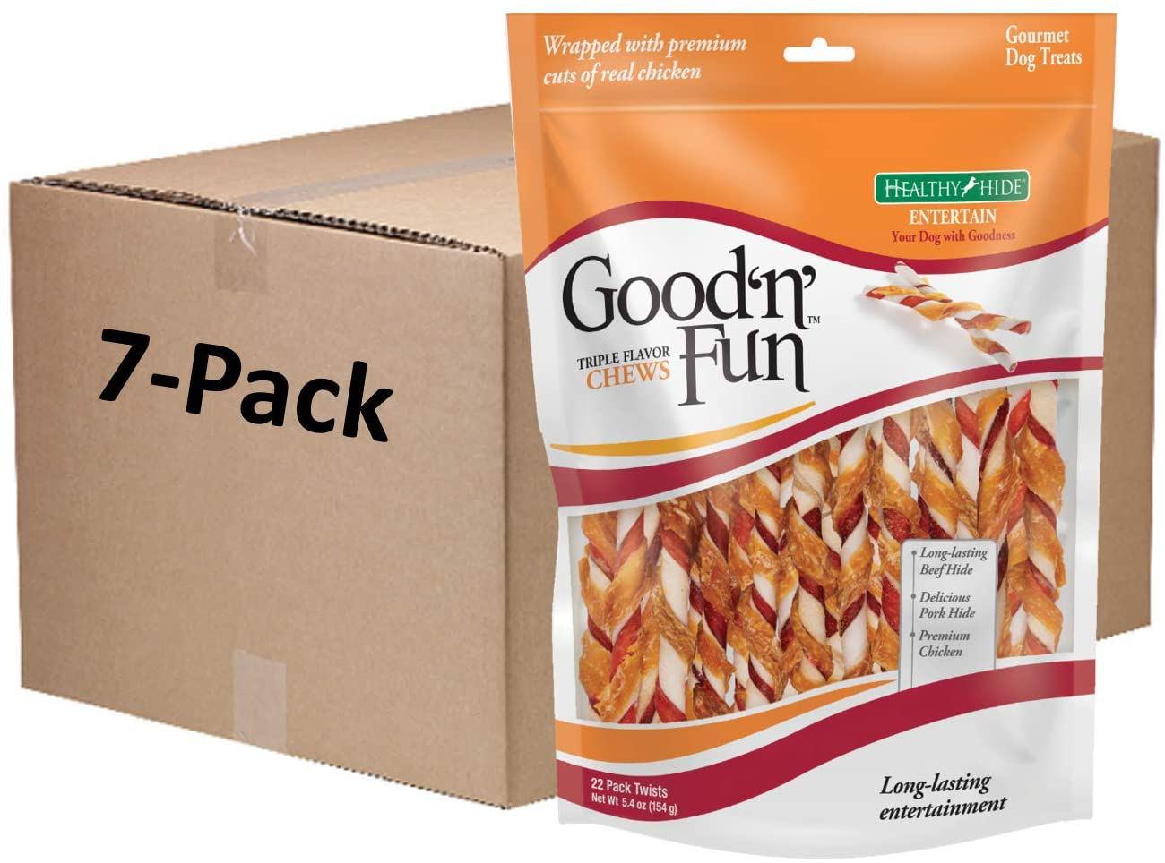 Good 'N' Fun Triple Flavor Twist Chews for Dogs Animals & Pet Supplies > Pet Supplies > Dog Supplies > Dog Treats Good'n'Fun 154-Count